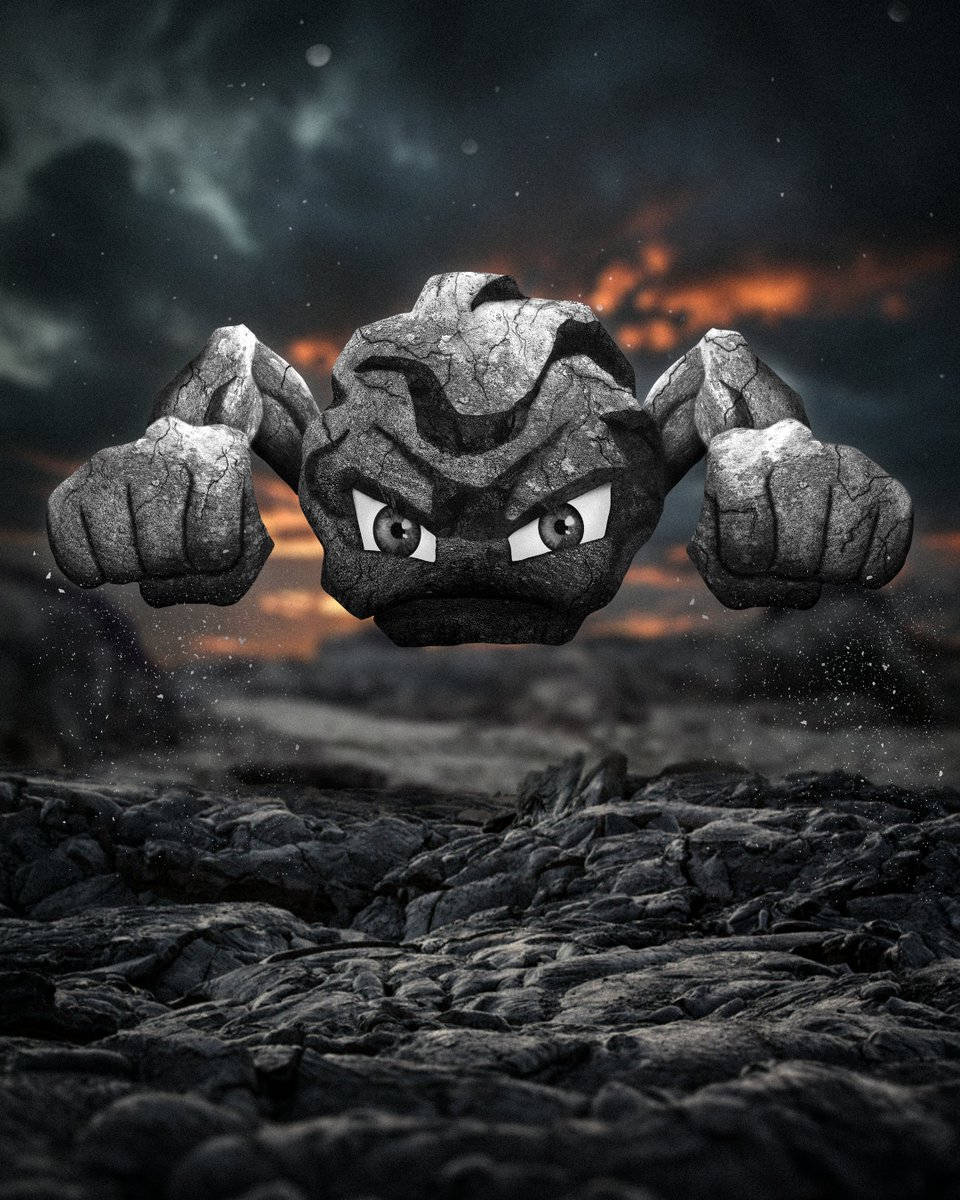 Geodude, volcanic rock, lava rock, SD Phone Wallpaper