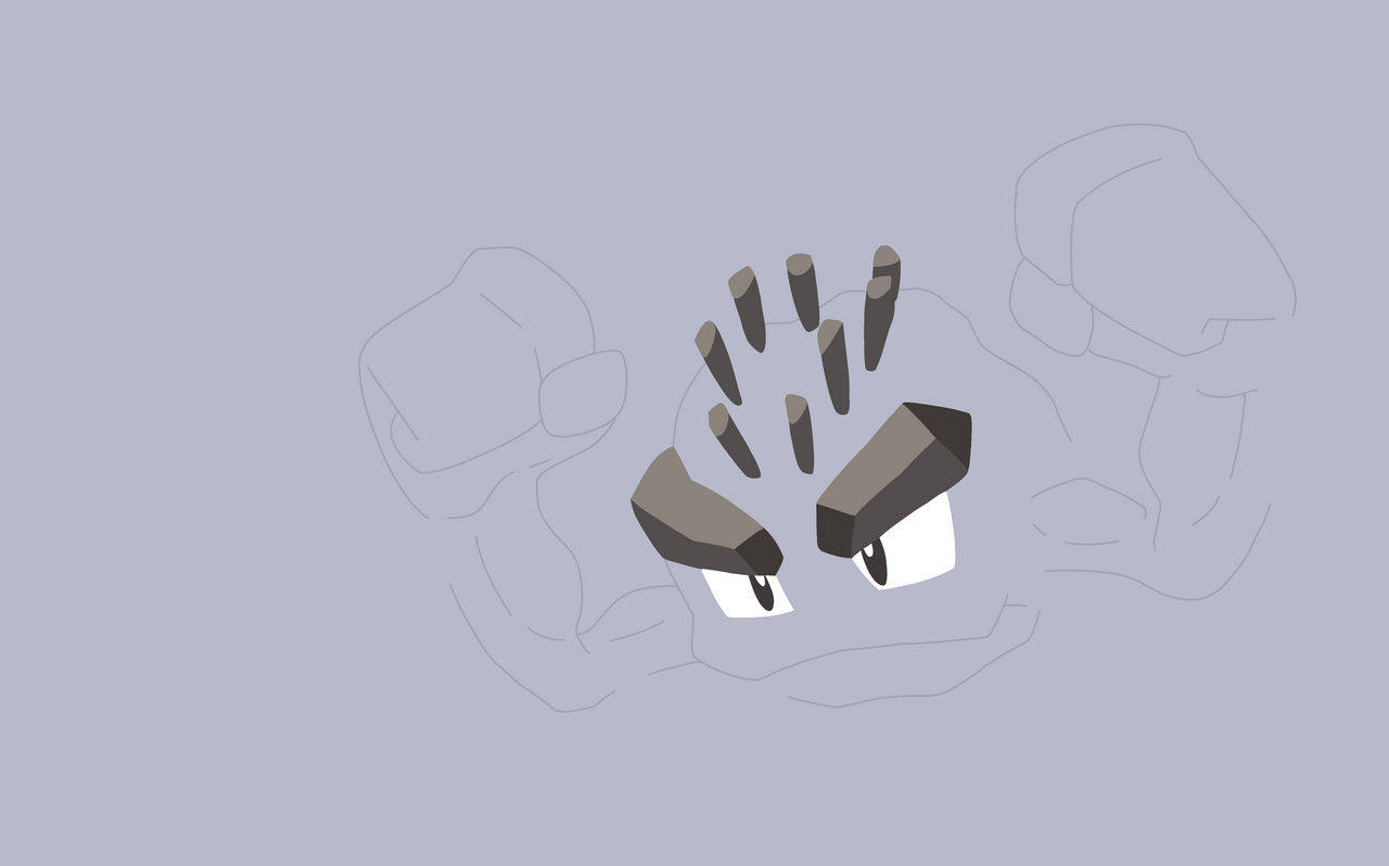 Geodude, gray outline, muted purple background, HD Desktop Wallpaper