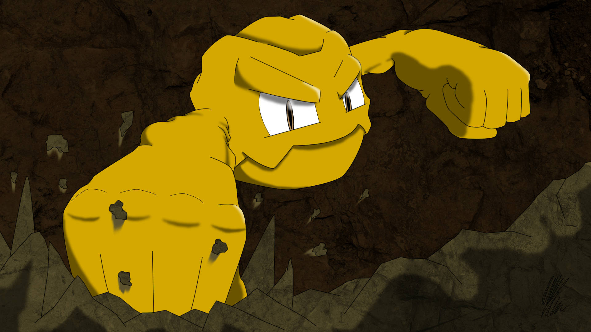Geodude, yellow, angry eyes, Full HD Desktop Wallpaper