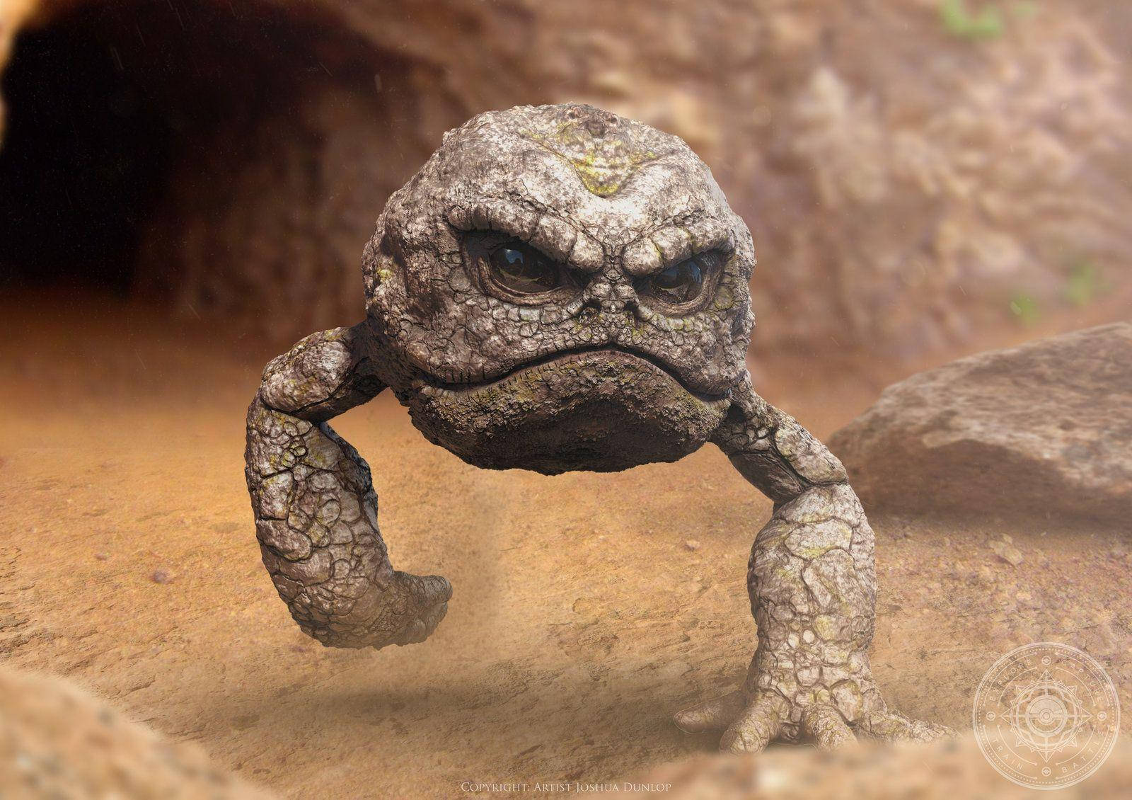 Geodude, toad, sandy ground, HD Desktop Wallpaper