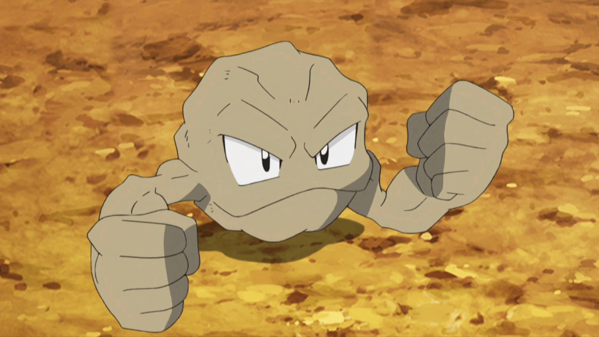 Geodude, sandy ground, 2D, Full HD Desktop Wallpaper