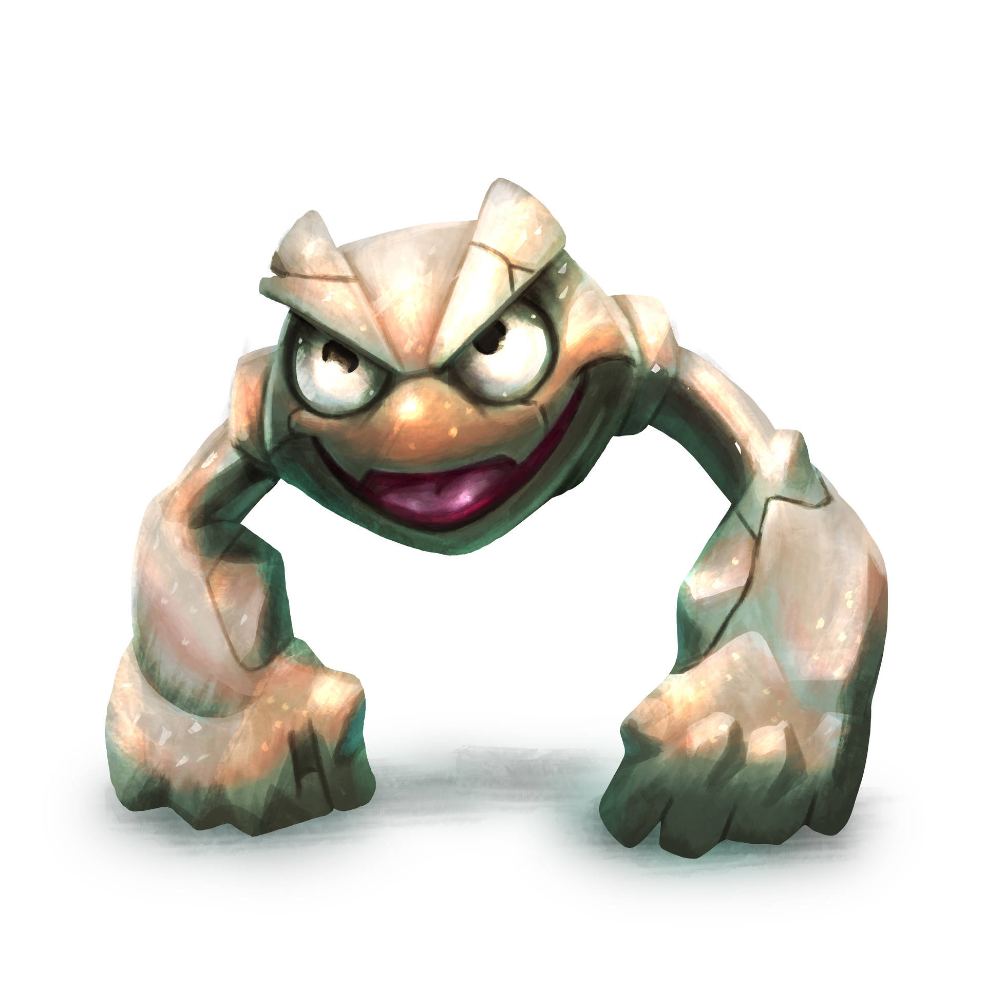 Geodude, cartoonish stone golem, angry eyes, Full HD Desktop Wallpaper