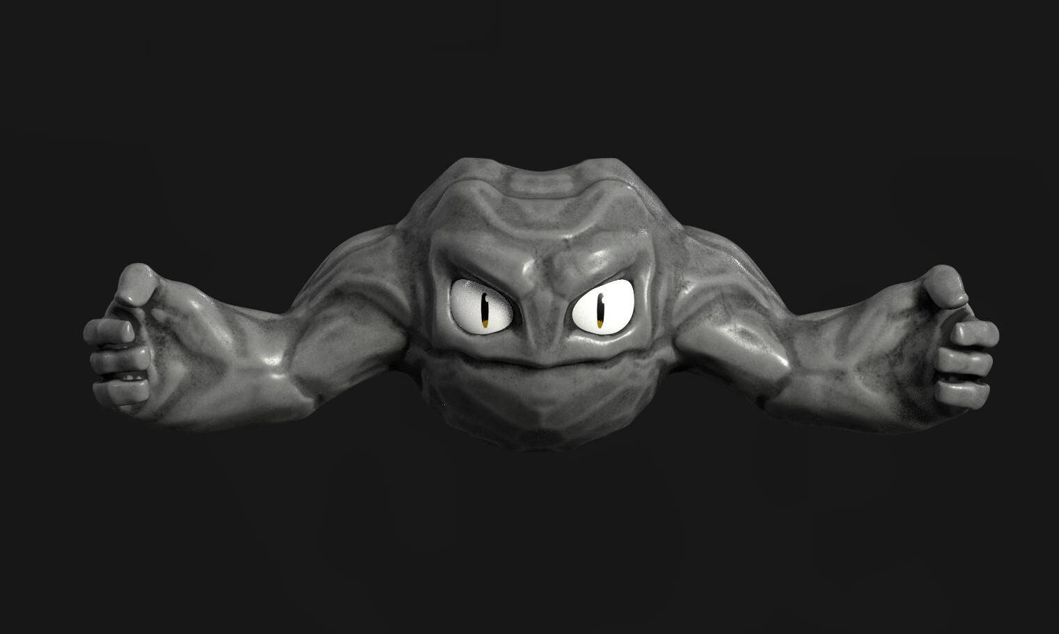 Geodude, 3D animated, gray stone-like, HD Desktop Wallpaper
