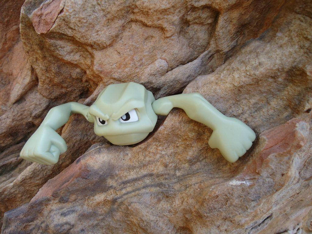 Geodude, green, angry eyes, SD Desktop Wallpaper