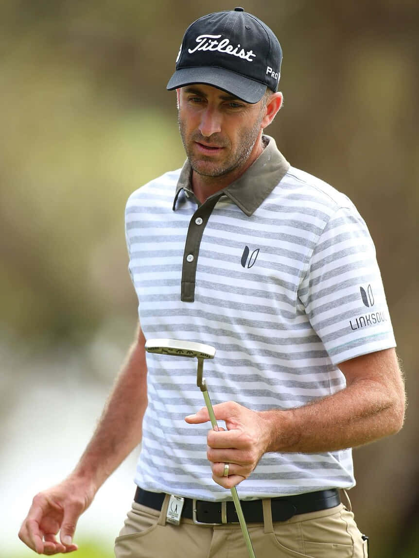 Geoff Ogilvy, striped polo, cap, SD Phone Wallpaper