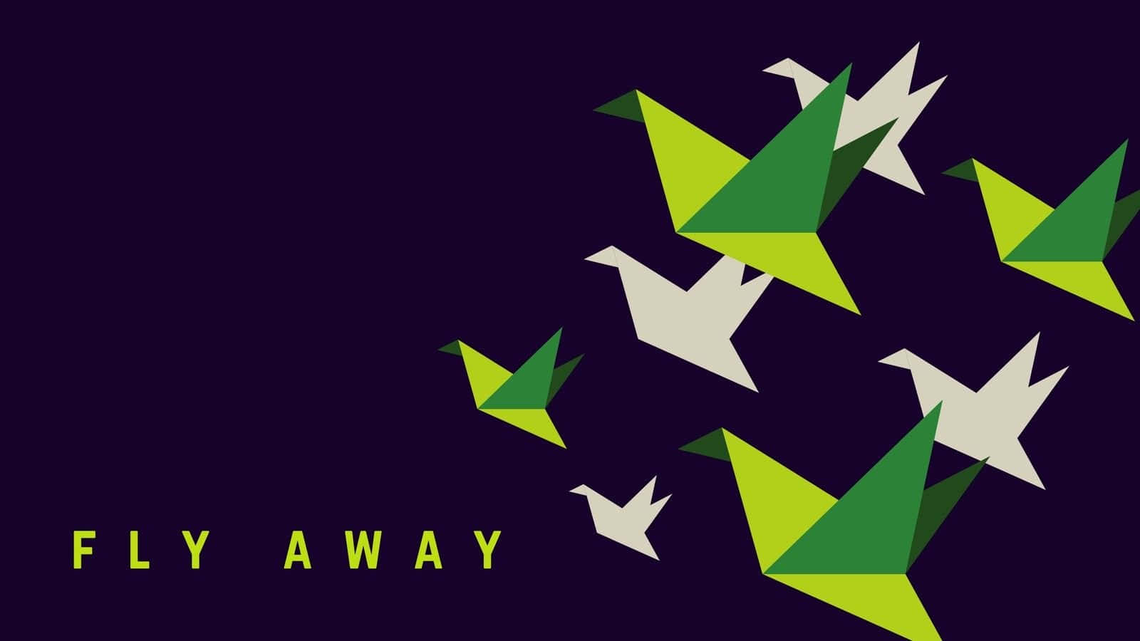 geometric desktop, origami cranes, green, HD Desktop Wallpaper