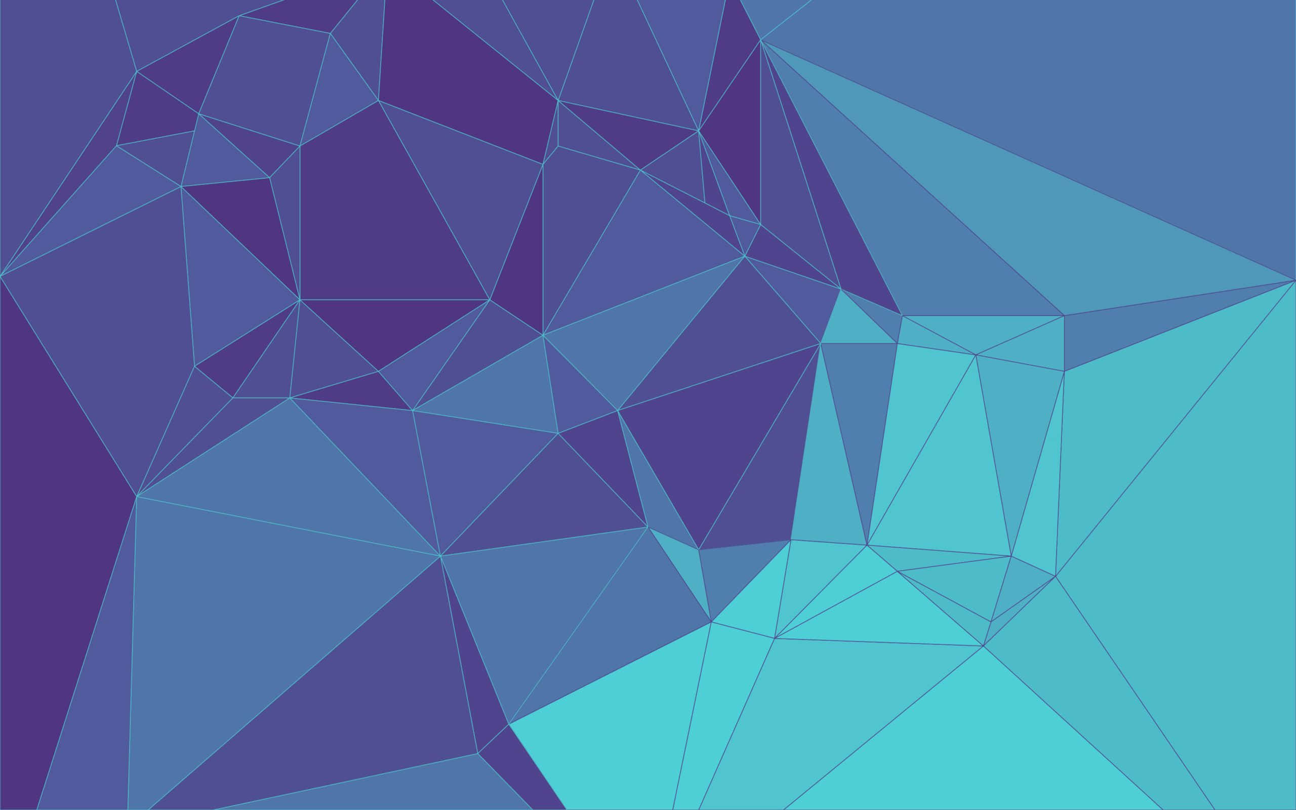 blue and purple background, interconnected triangles, gradient shades of purple and teal, 2K Desktop Wallpaper