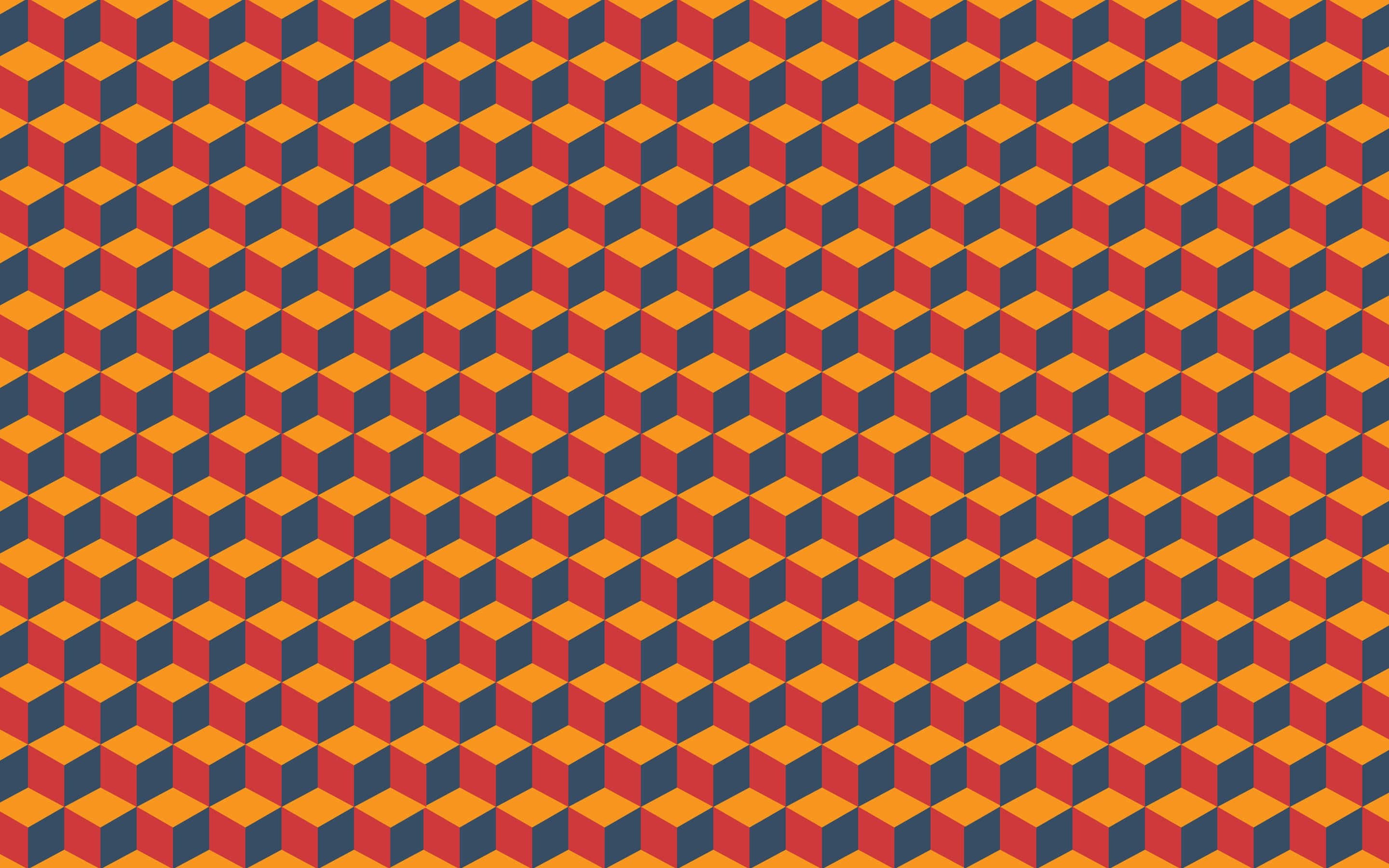 geometric desktop, 3d cubes, orange red, 2K Desktop Wallpaper