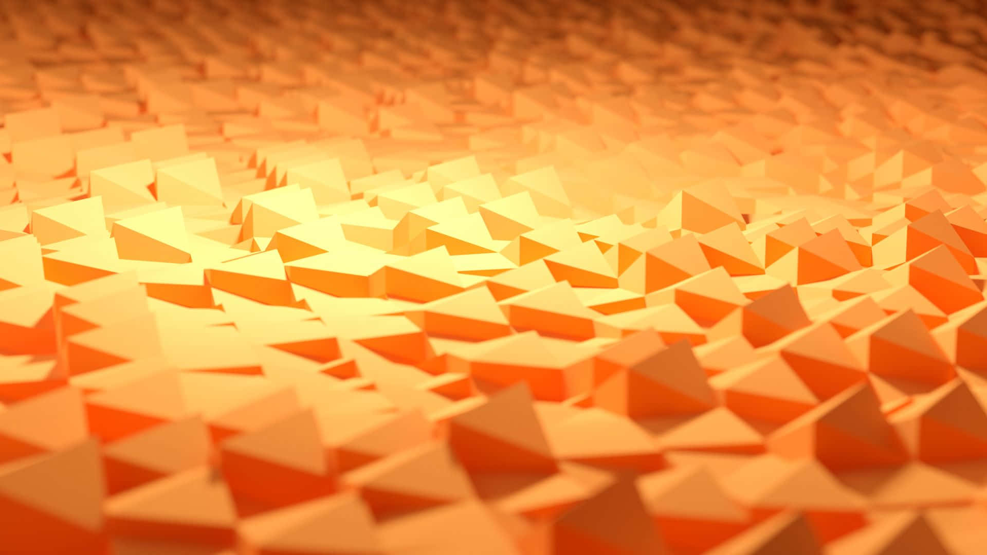 geometric desktop, glowing orange triangular prisms, warm abstract landscape, Full HD Desktop Wallpaper