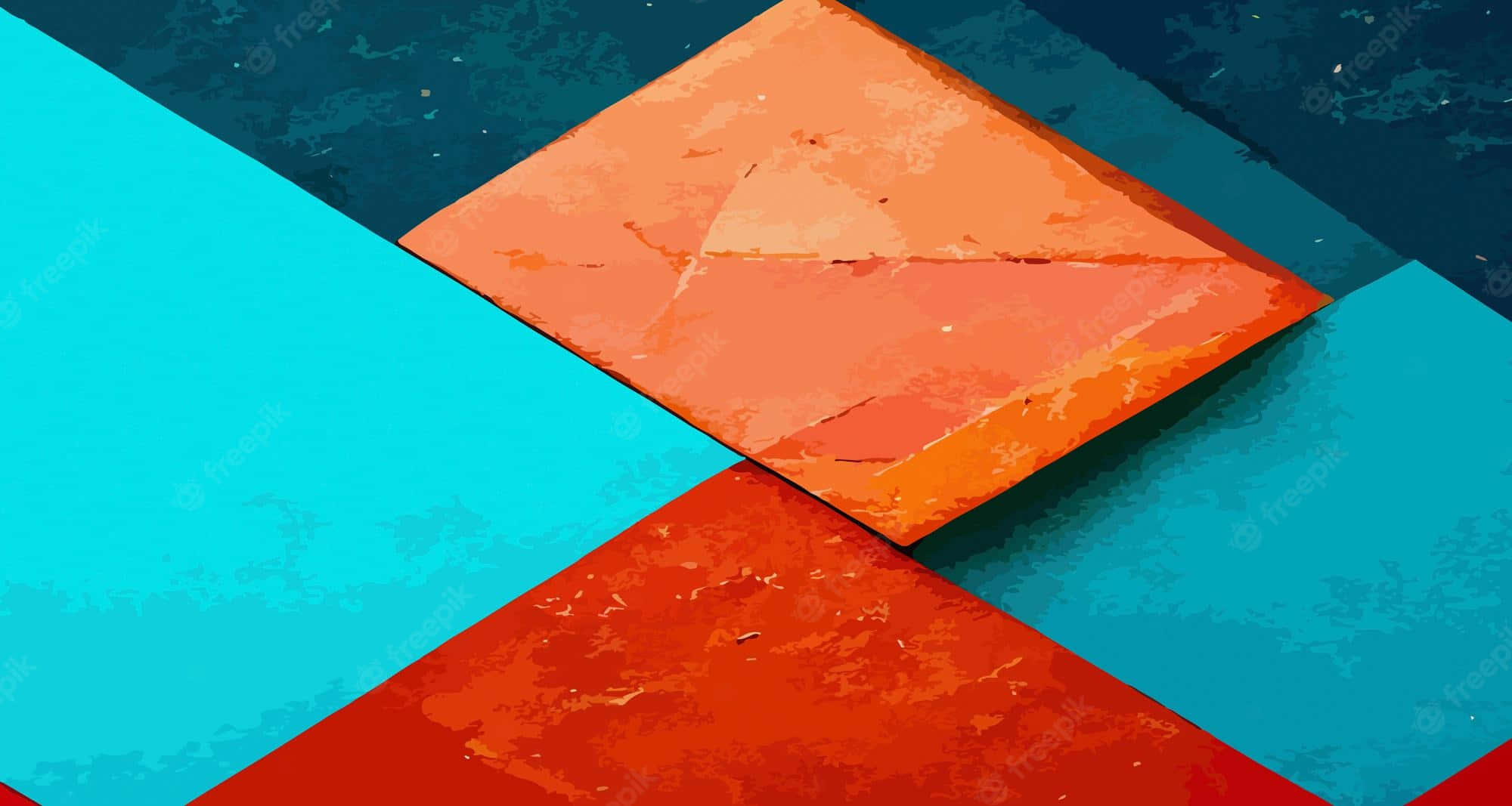 orange red, teal, diamond shapes, Full HD Desktop Wallpaper