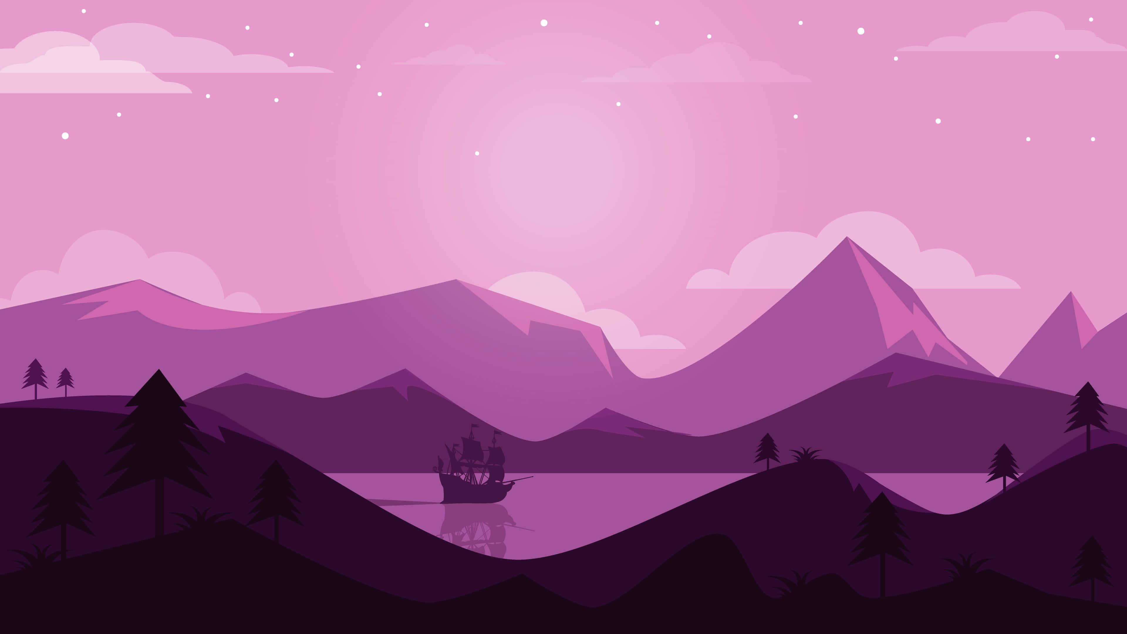 panoramic desktop, 3840 x 2160, purple mountain landscape, 4K Desktop Wallpaper