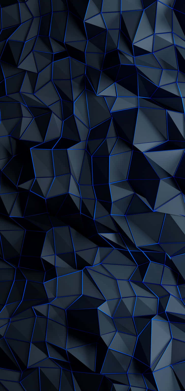 geometric iPhone, black polygons, glowing blue lines, HD Phone Wallpaper