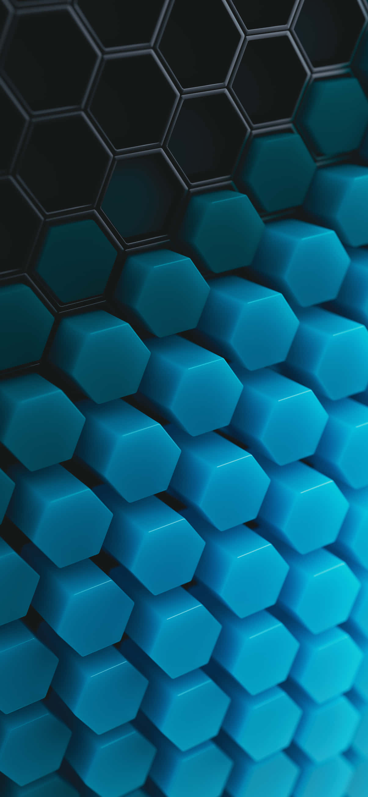 geometric iphone, hexagonal tiles, dark to bright blue gradient, 2K Phone Wallpaper
