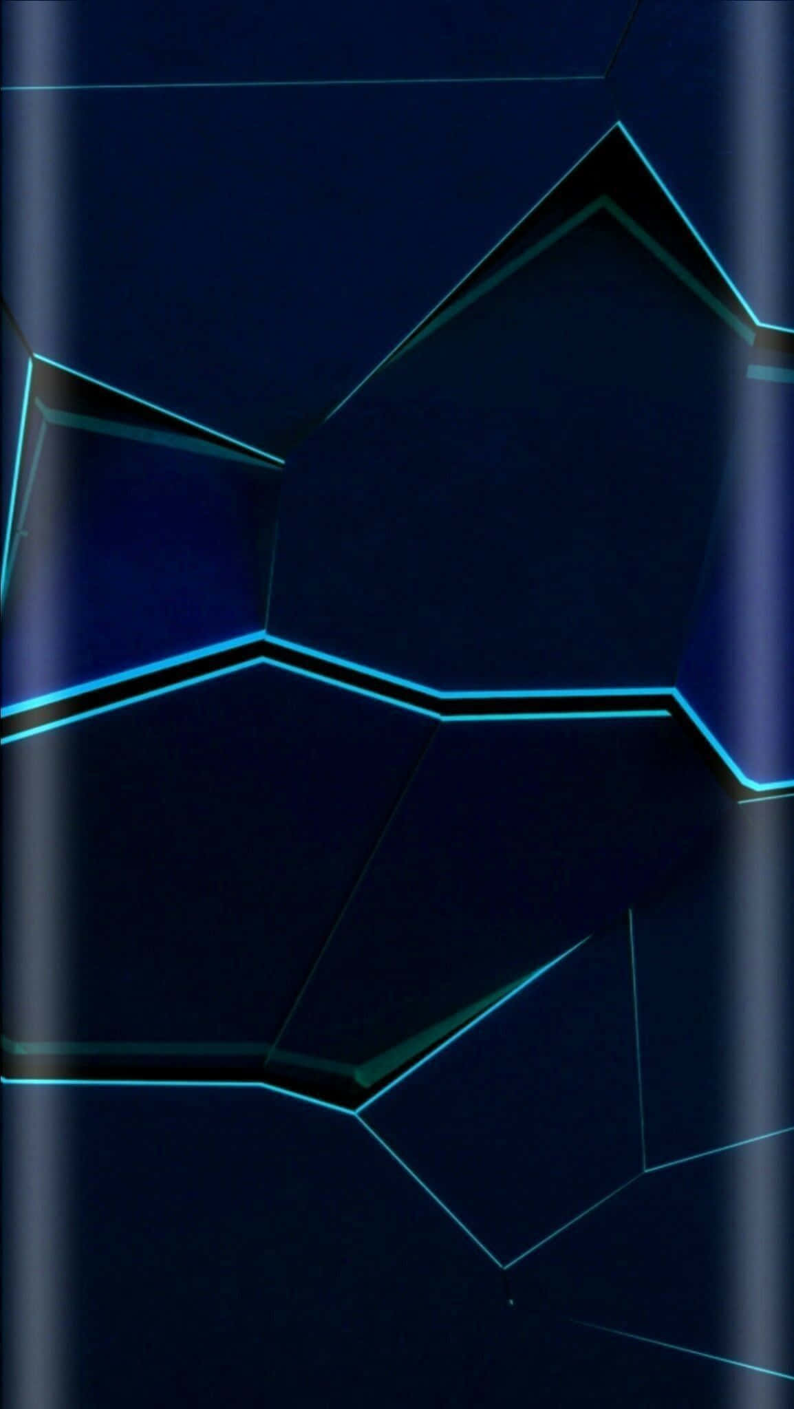 Geometric iPhone, dark blue, glowing cyan neon lines, Full HD Phone Wallpaper
