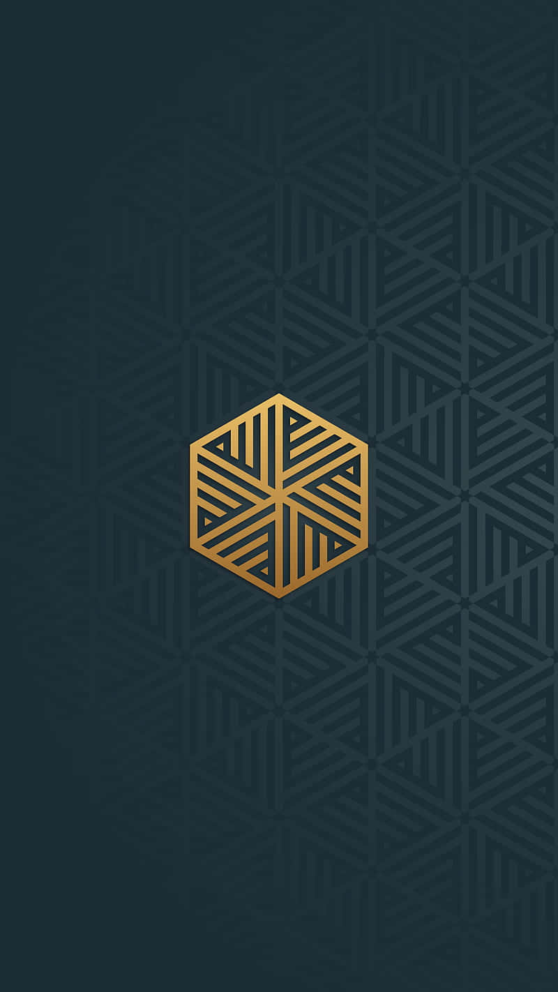 golden hexagonal emblem, intricate geometric patterns, dark teal background, HD Phone Wallpaper