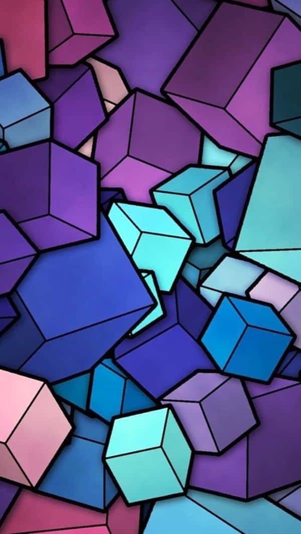 geometric iPhone, colorful cubes, purple, SD Phone Wallpaper