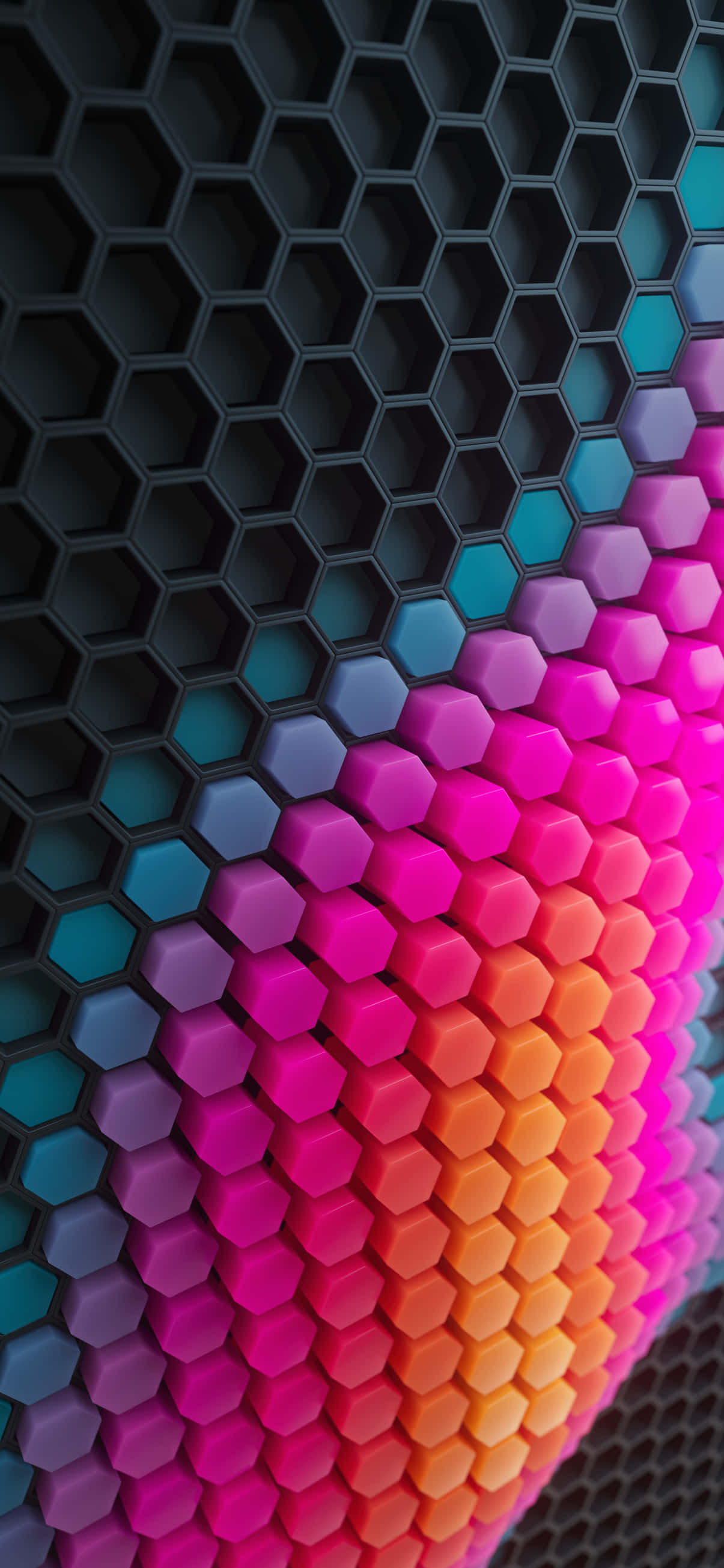 geometric iphone, hexagonal tiles, deep teal, 2K Phone Wallpaper