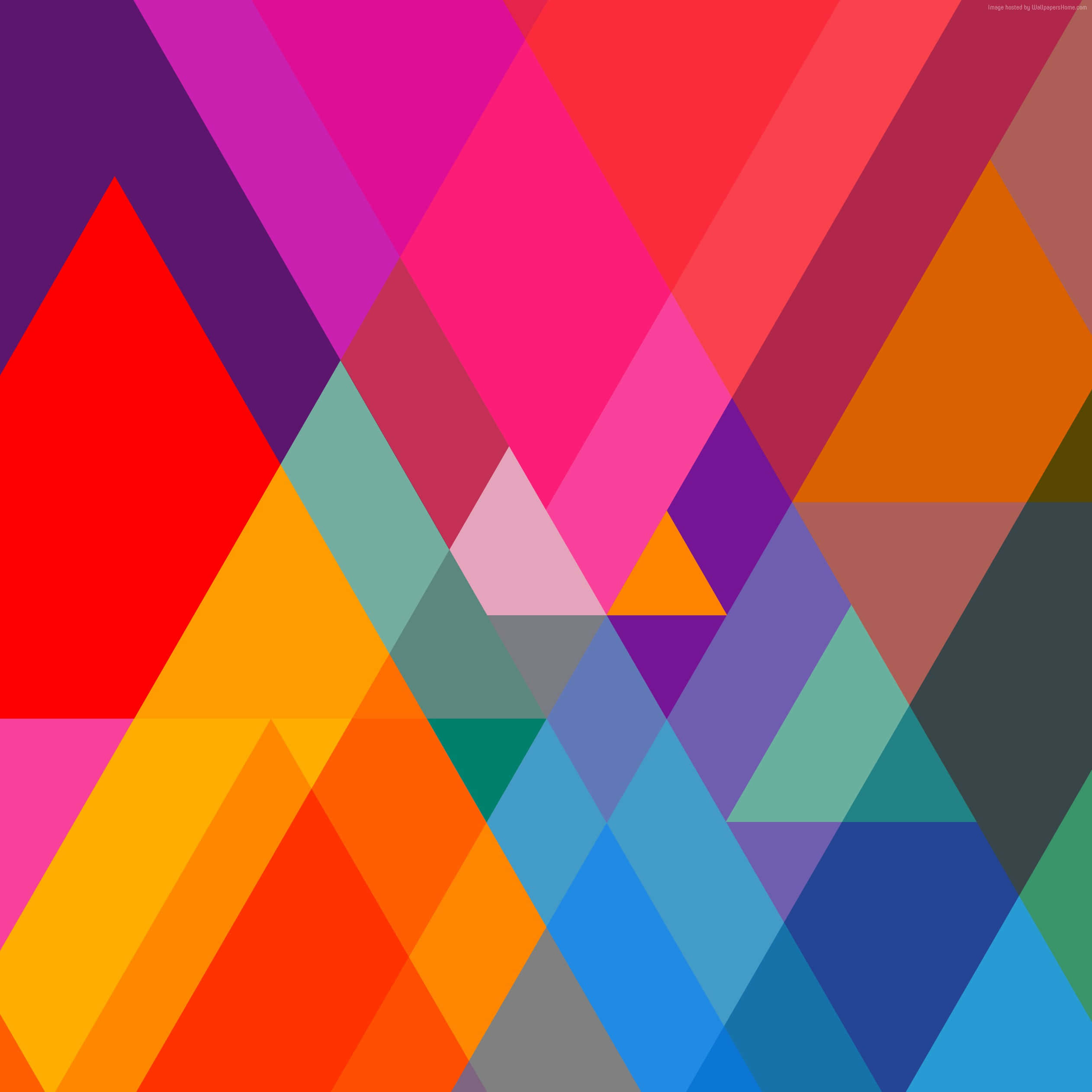 Geometric iPhone, rainbow hues, overlapping triangles, Full HD Desktop Wallpaper