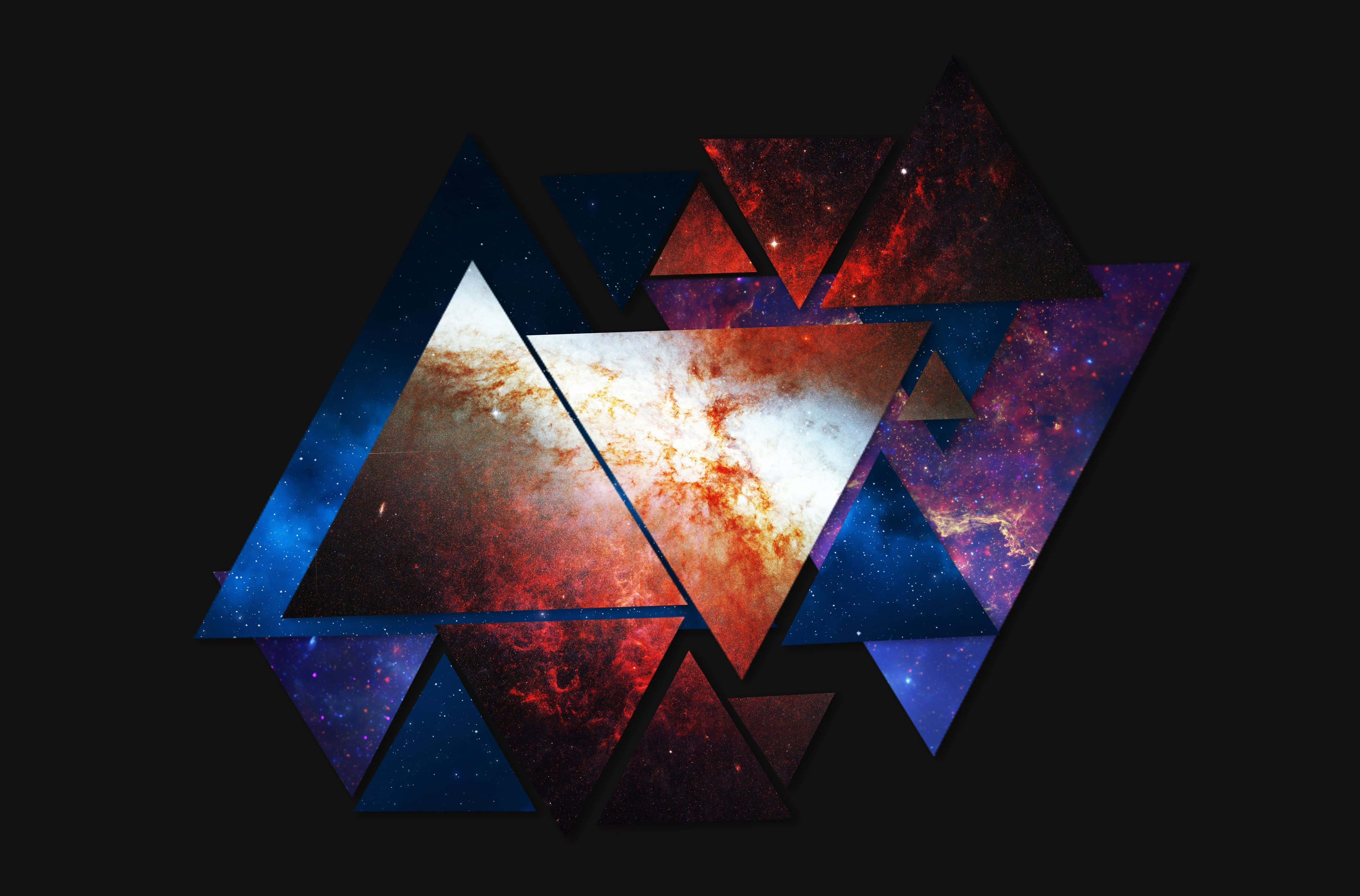 Triangular Shards, geometric triangles, cosmic nebulae, 4K Desktop Wallpaper