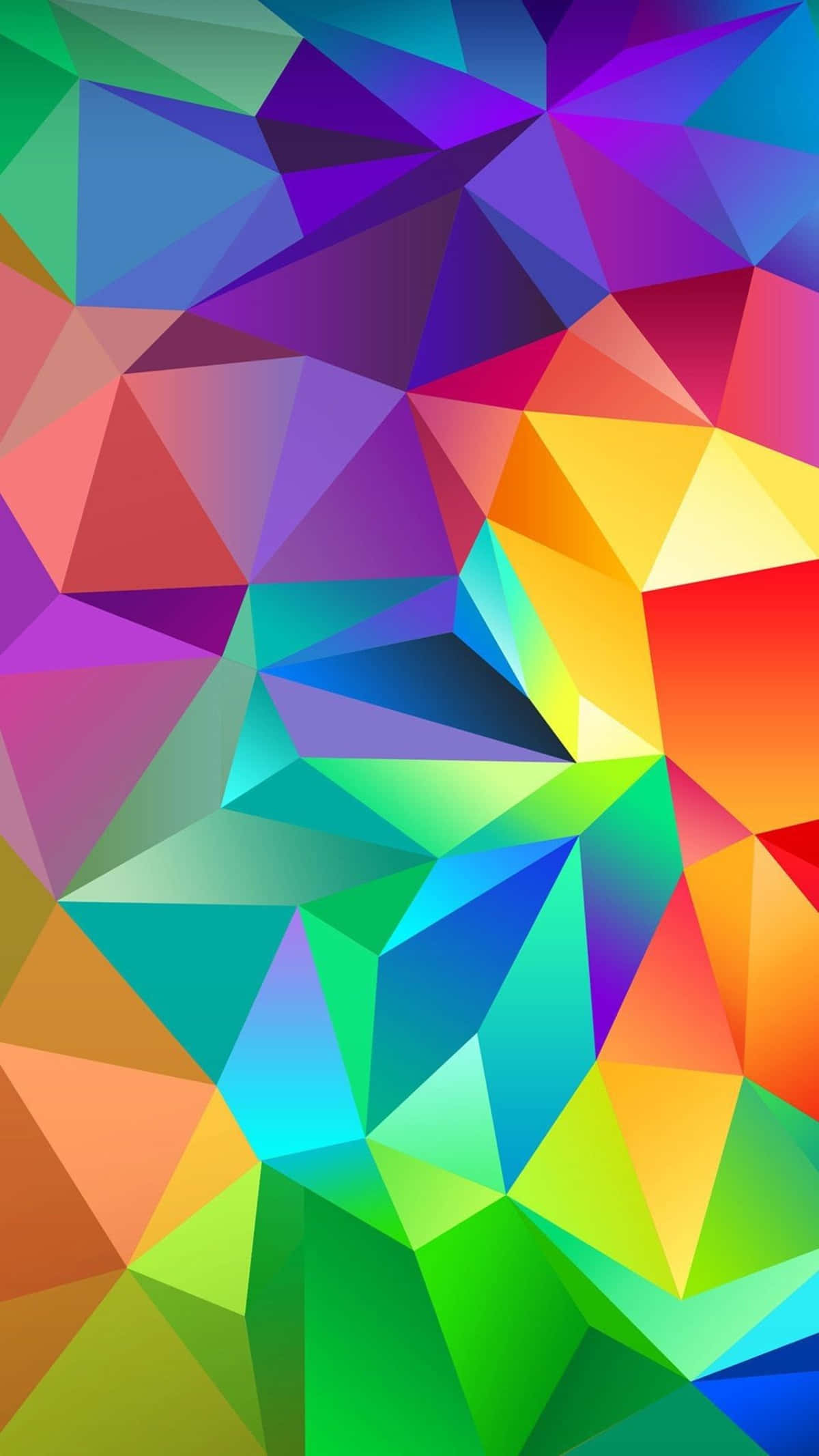 geometric pattern, colorful, triangular facets, Full HD Phone Wallpaper