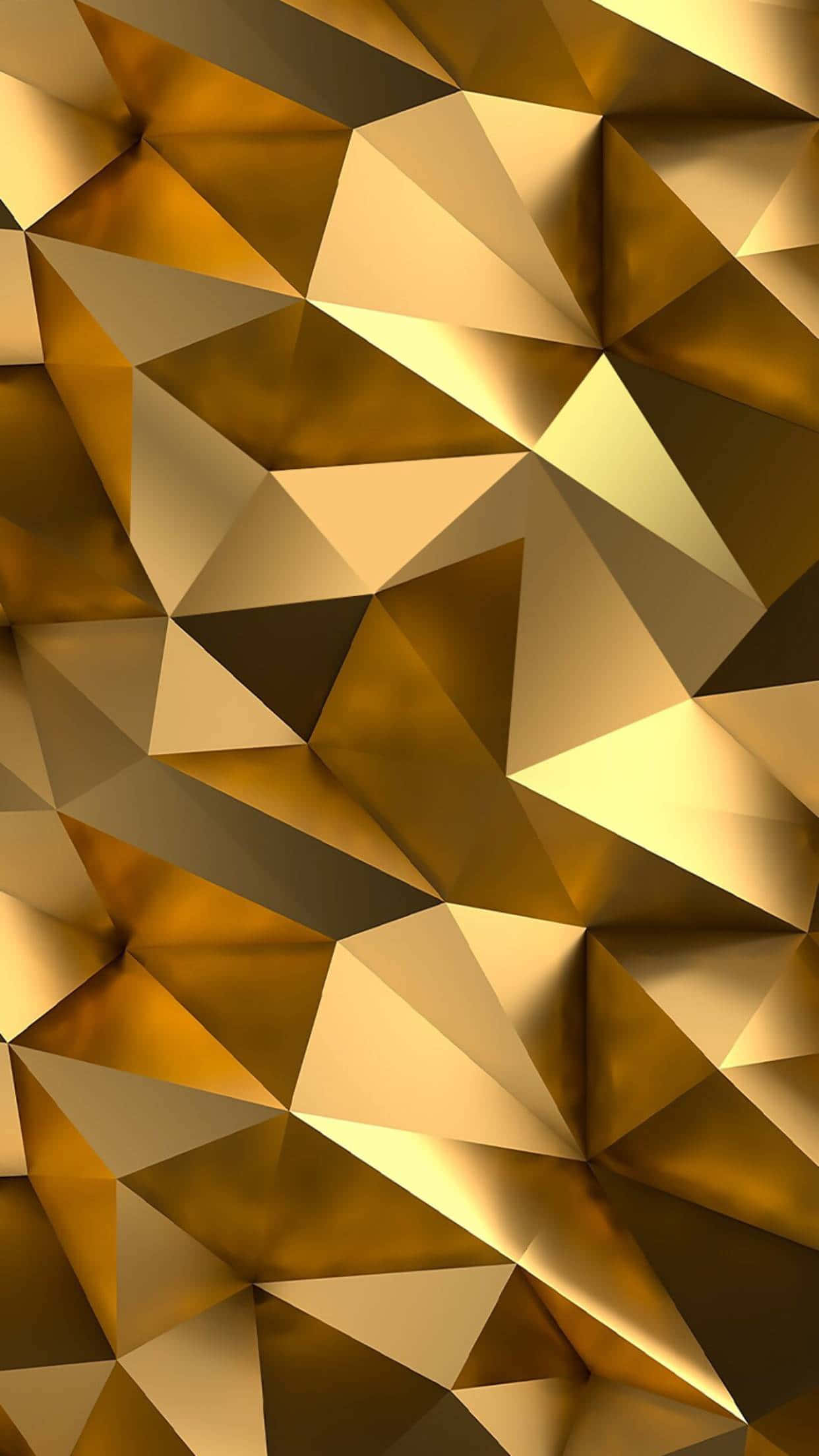 gold iPhone, geometric 3D abstract, interlocking triangles, Full HD Phone Wallpaper