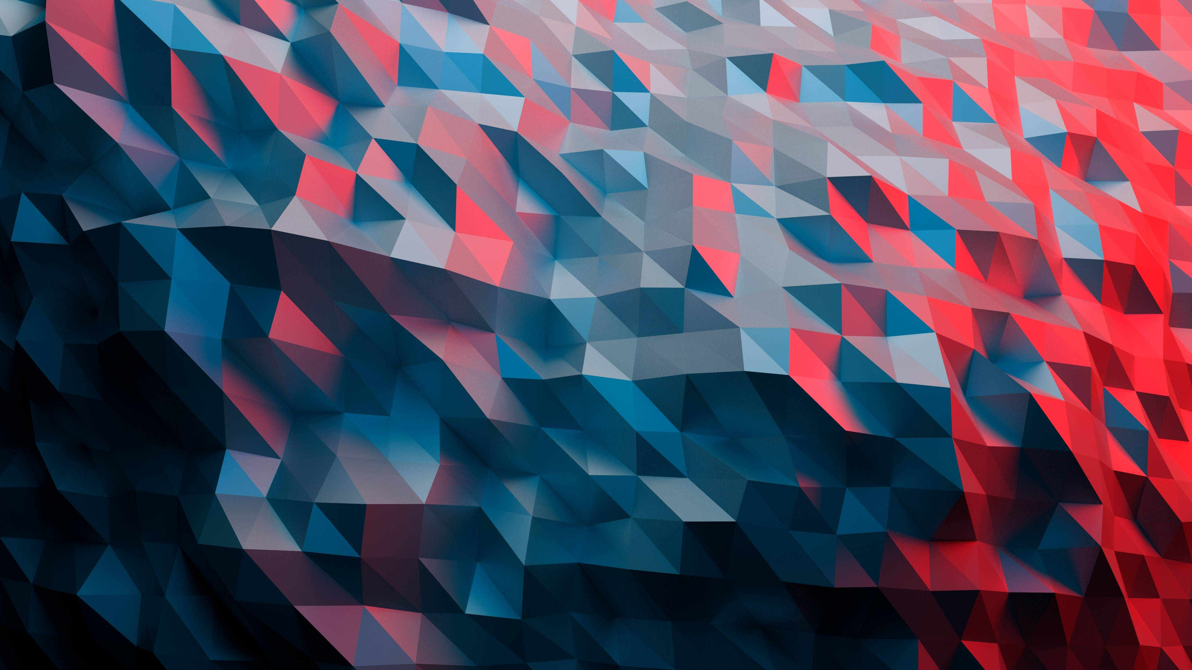 geometric shapes, triangles, deep blues, 4K Desktop Wallpaper