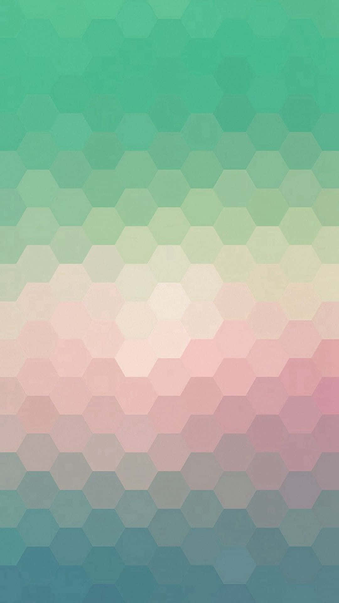 Hexagon, teal green, soft pink, Full HD Phone Wallpaper