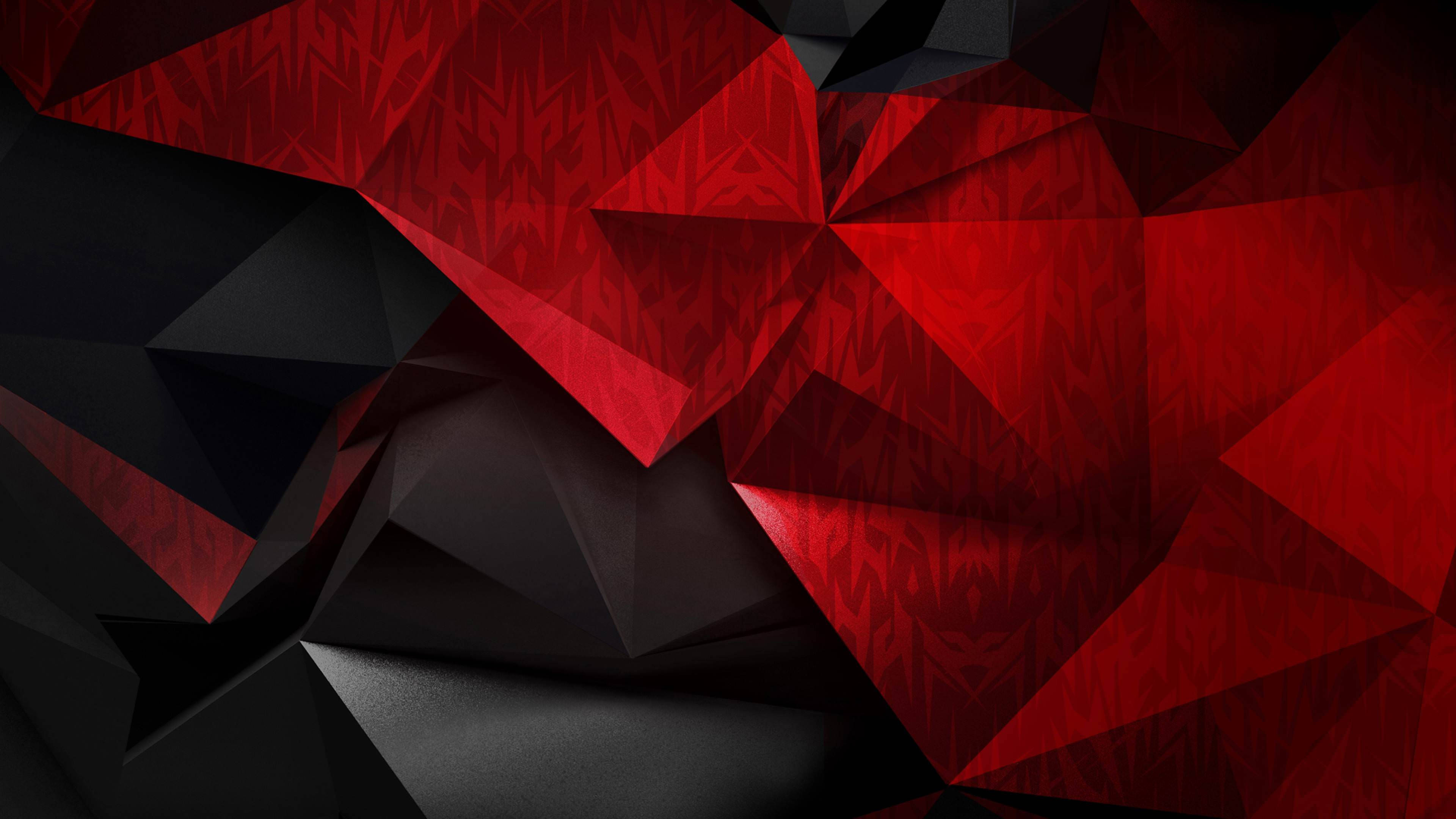 black, red, abstract polygon, 4K Desktop Wallpaper