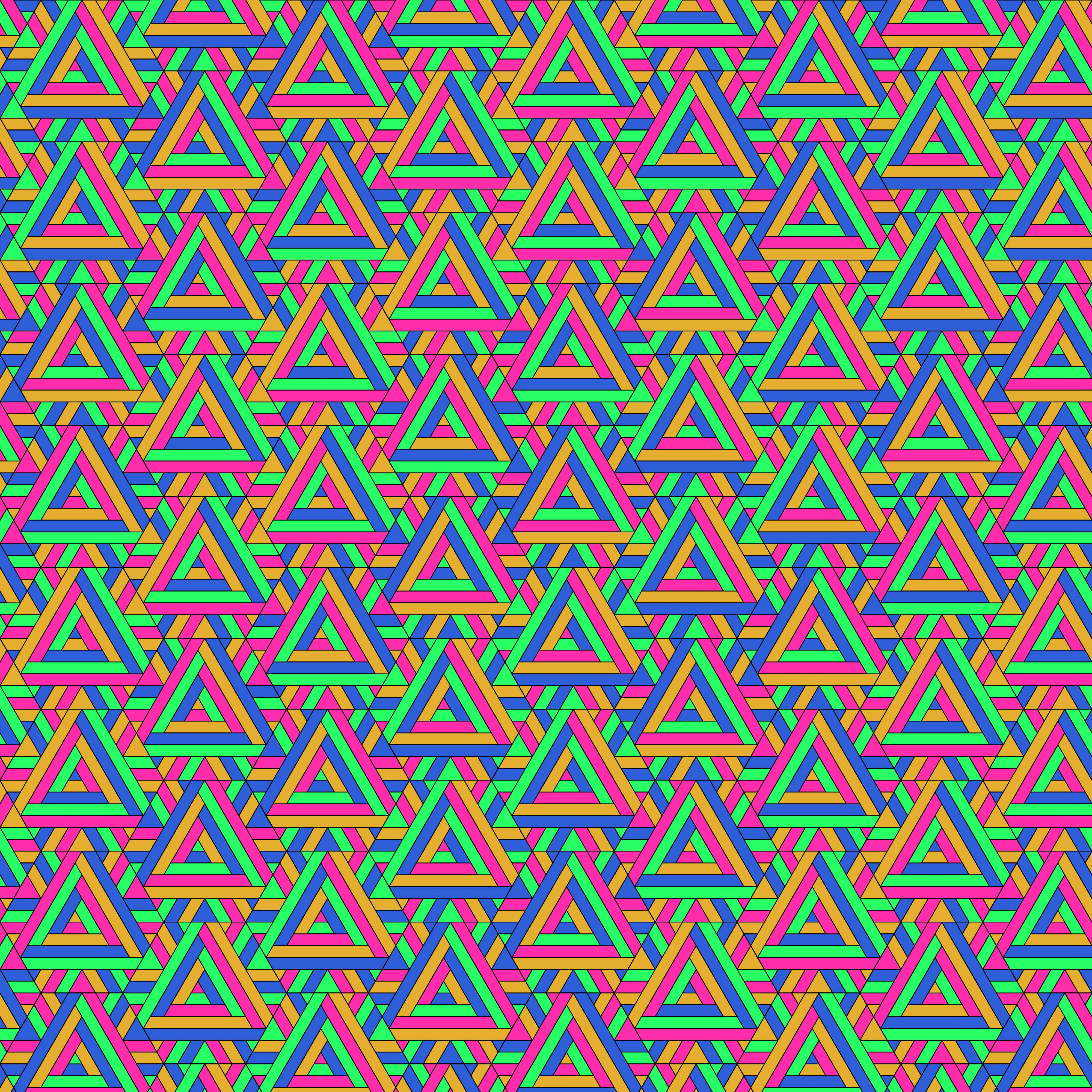 geometric triangles, neon pink, green, 4K Desktop Wallpaper
