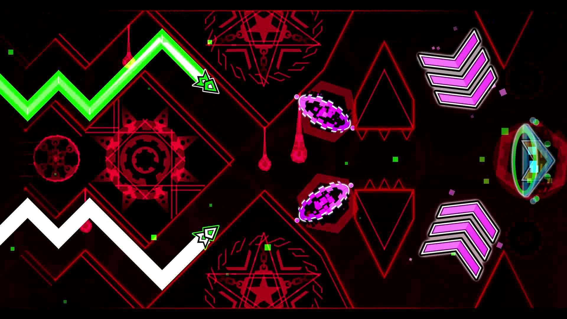 Geometry Dash, neon, geometric shapes, Full HD Desktop Wallpaper