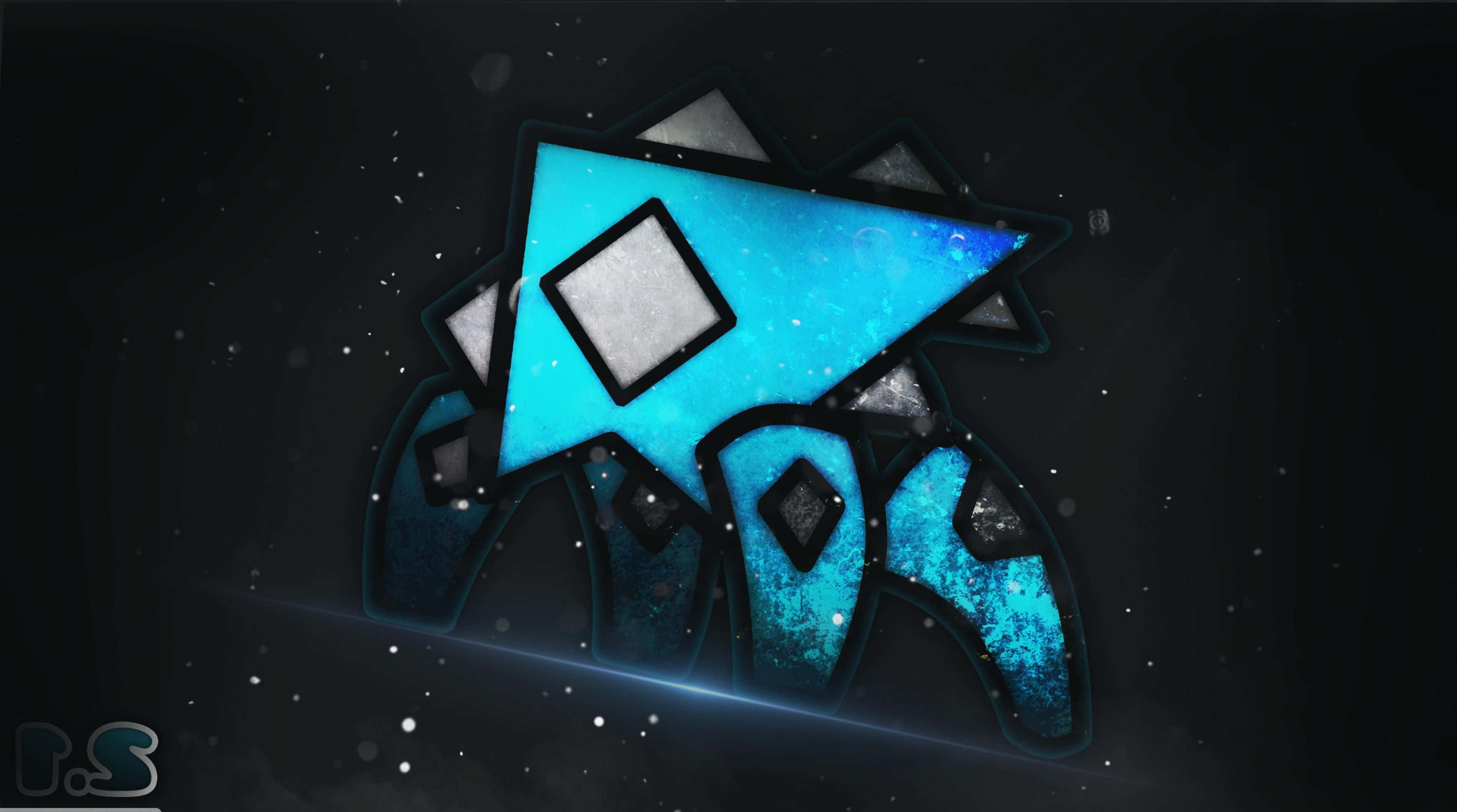 Geometry Dash, blue, white, 2K Desktop Wallpaper