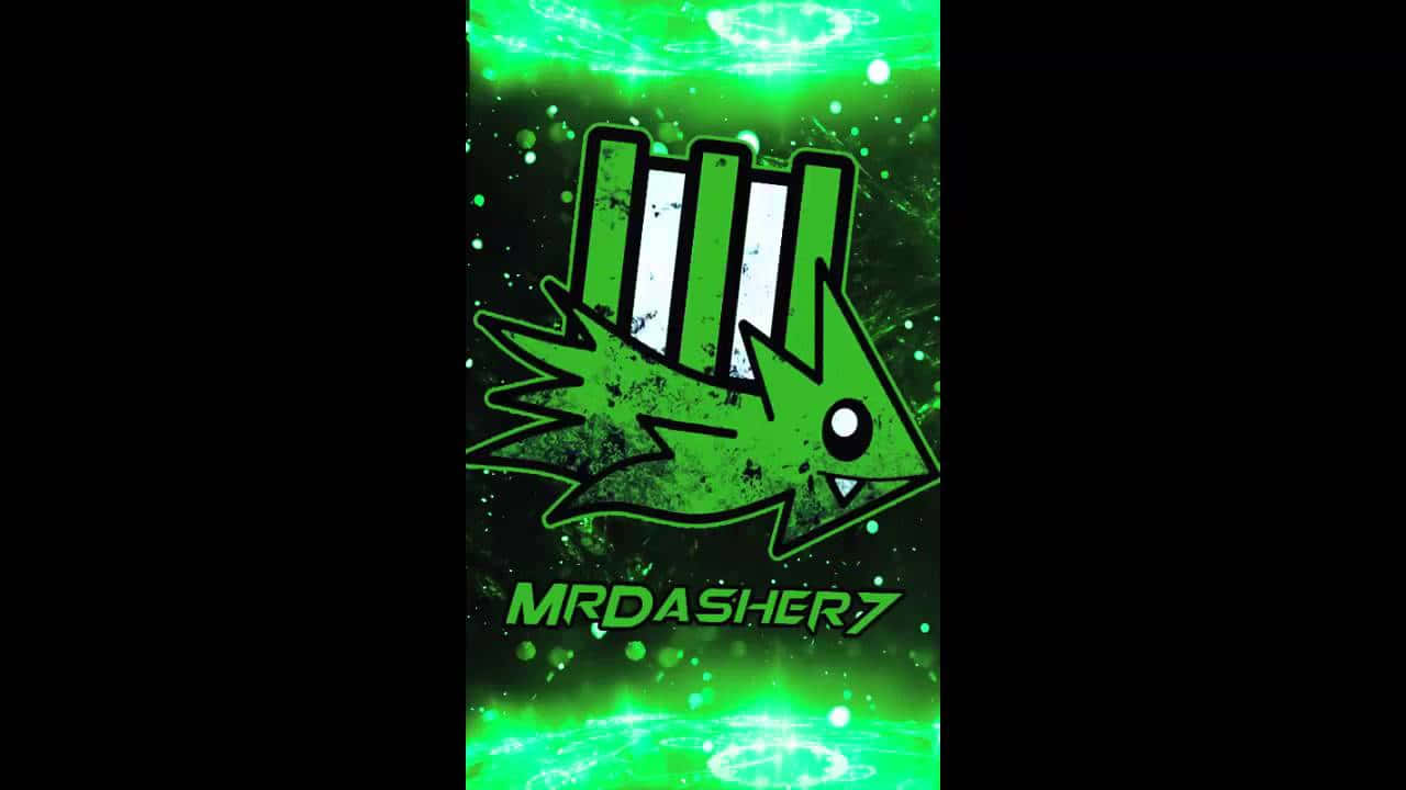 Geometry Dash, green fish, white stripes, HD Desktop Wallpaper