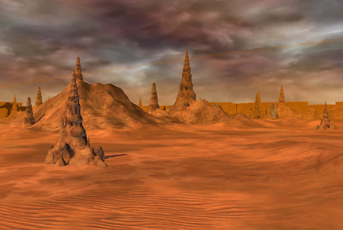 Geonosis, sunset, orange rock spires, HD Desktop Wallpaper