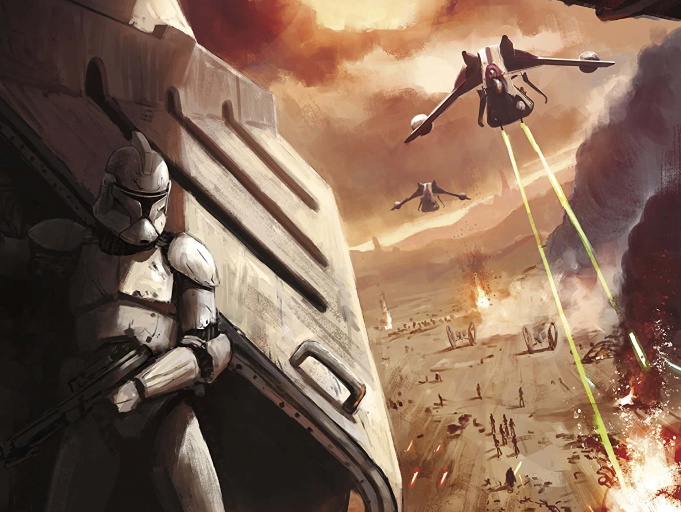 Geonosis, clone trooper, starfighters, Full HD Desktop Wallpaper