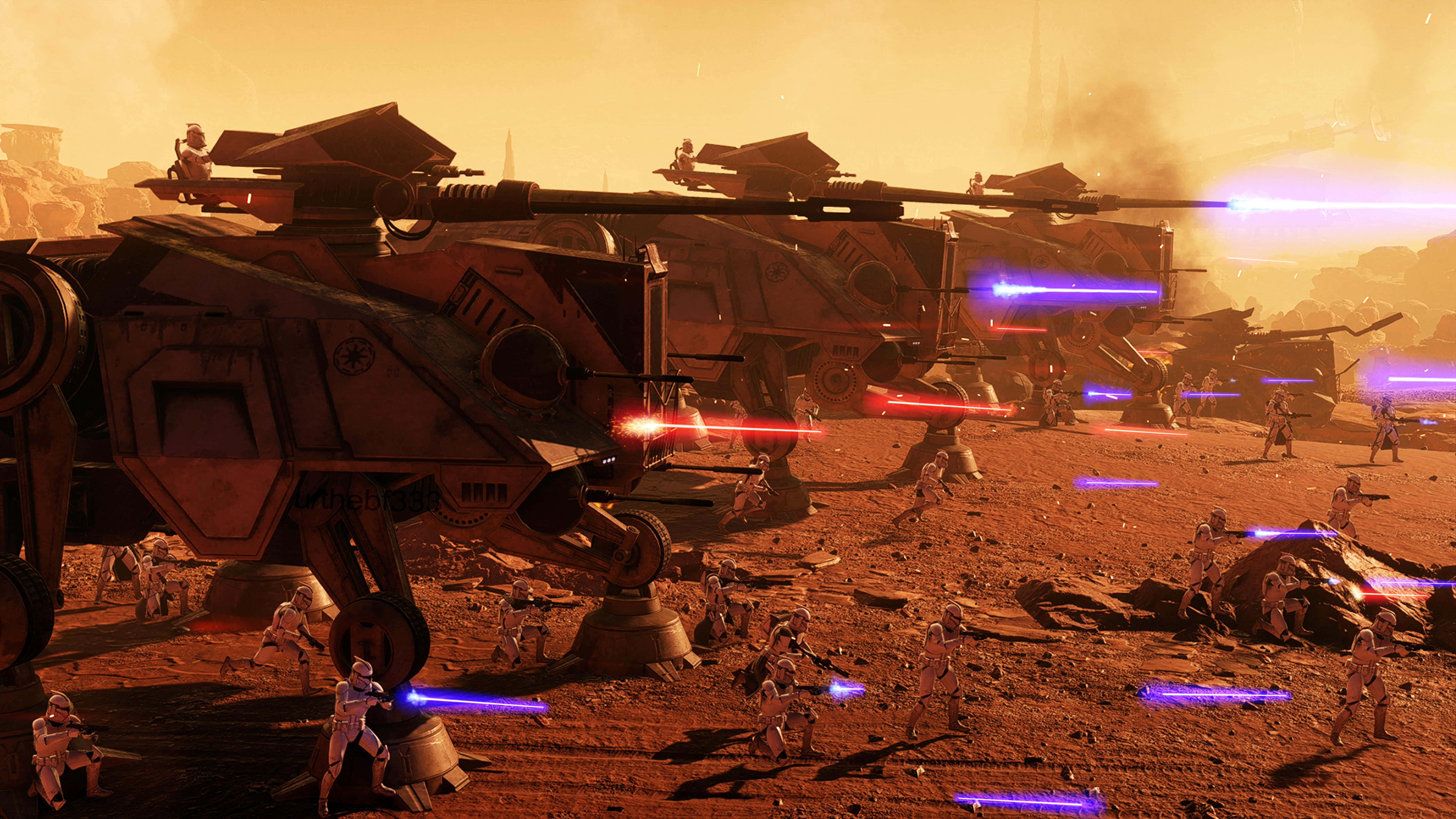Geonosis, dusty alien planet, glowing orange sky, 5K Desktop Wallpaper