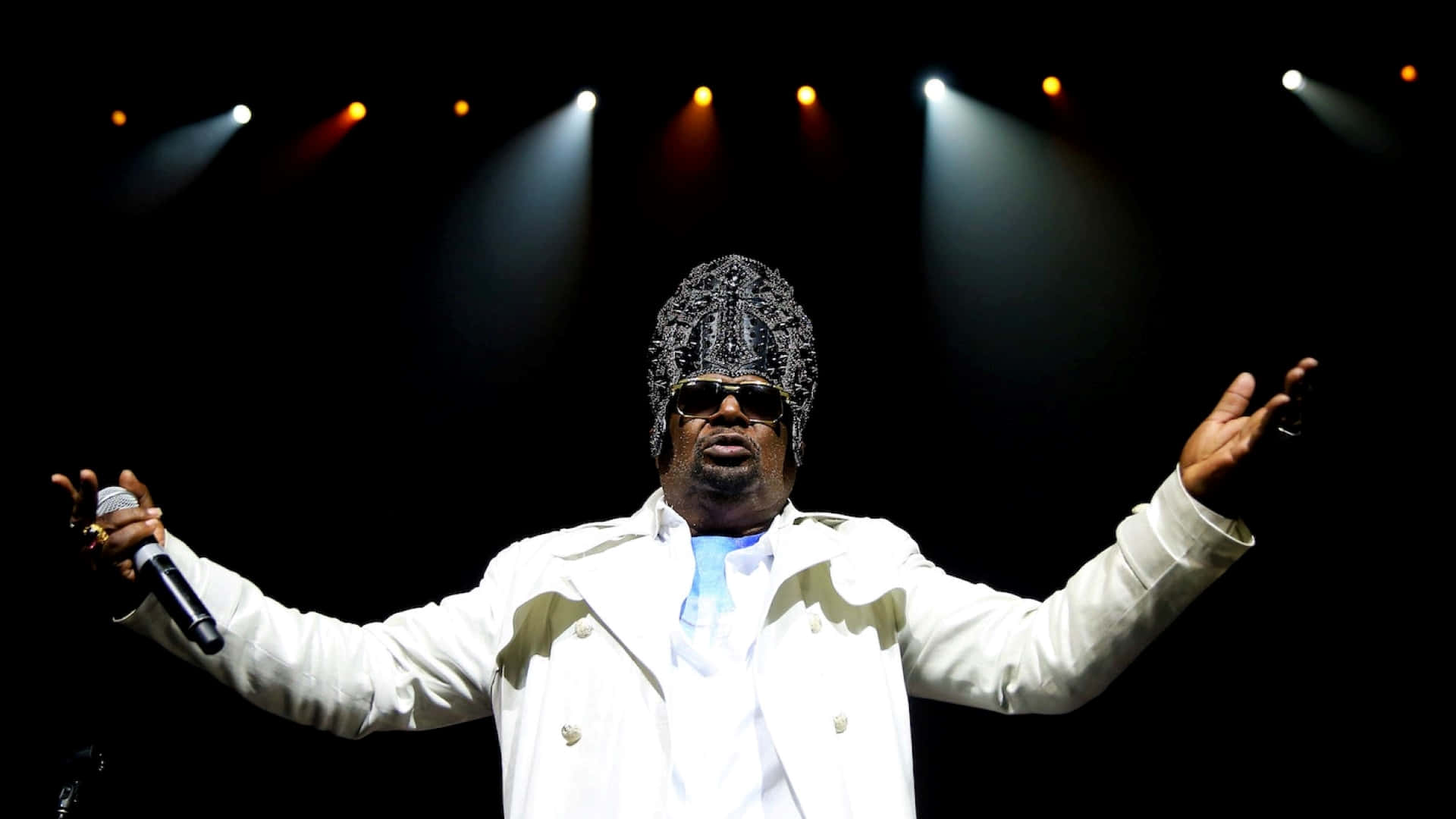 George Clinton, white coat, jeweled hat, Full HD Desktop Wallpaper