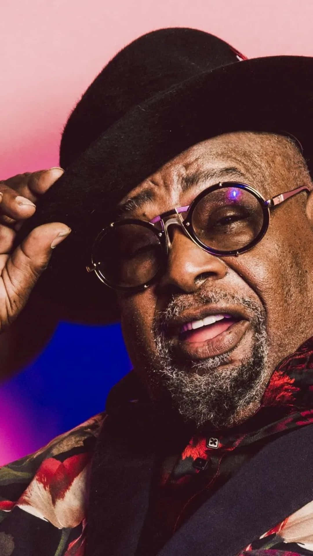 George Clinton, black hat, round glasses, Full HD Phone Wallpaper
