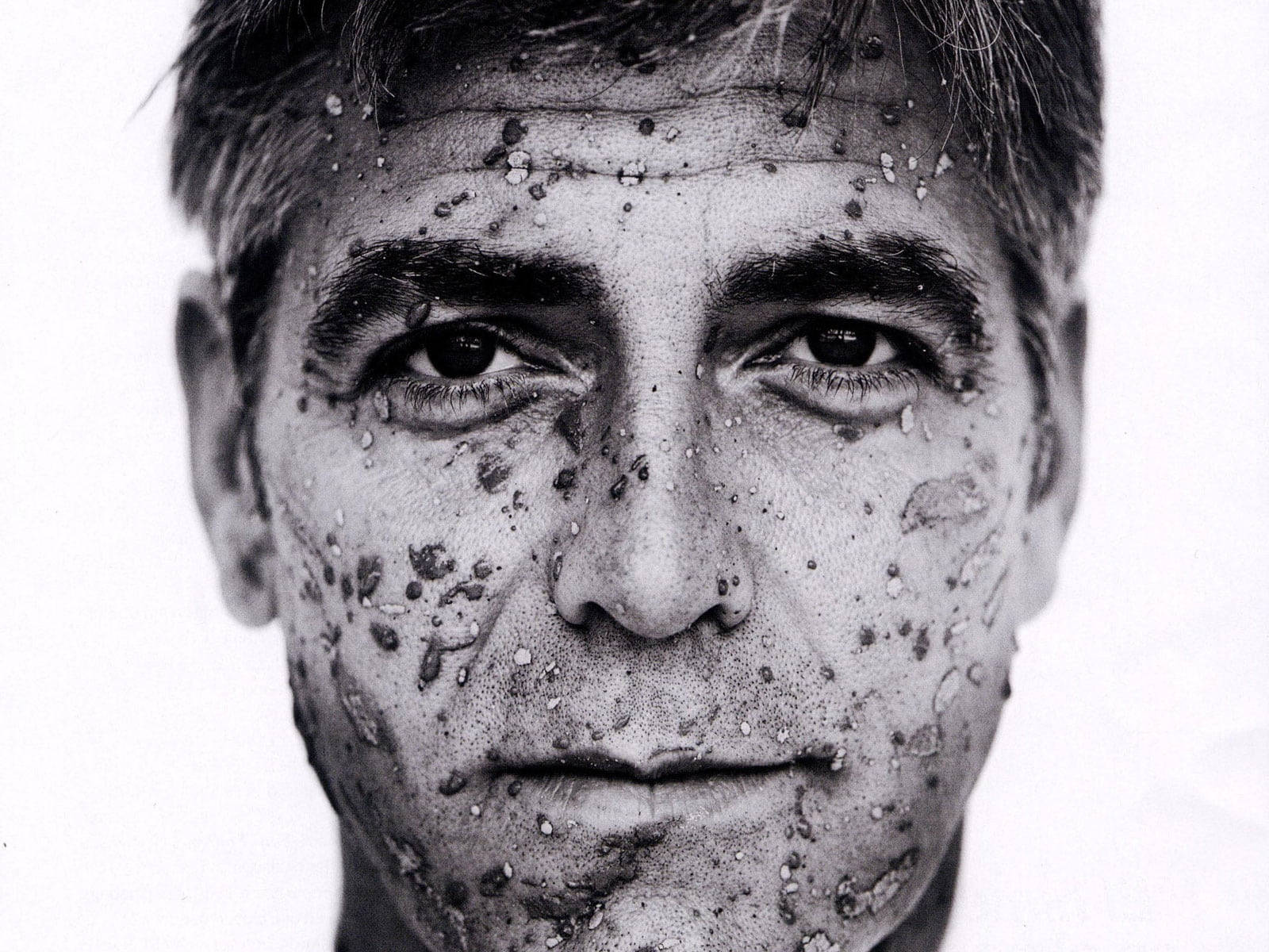 George Clooney, black and white, close-up portrait, HD Desktop Wallpaper