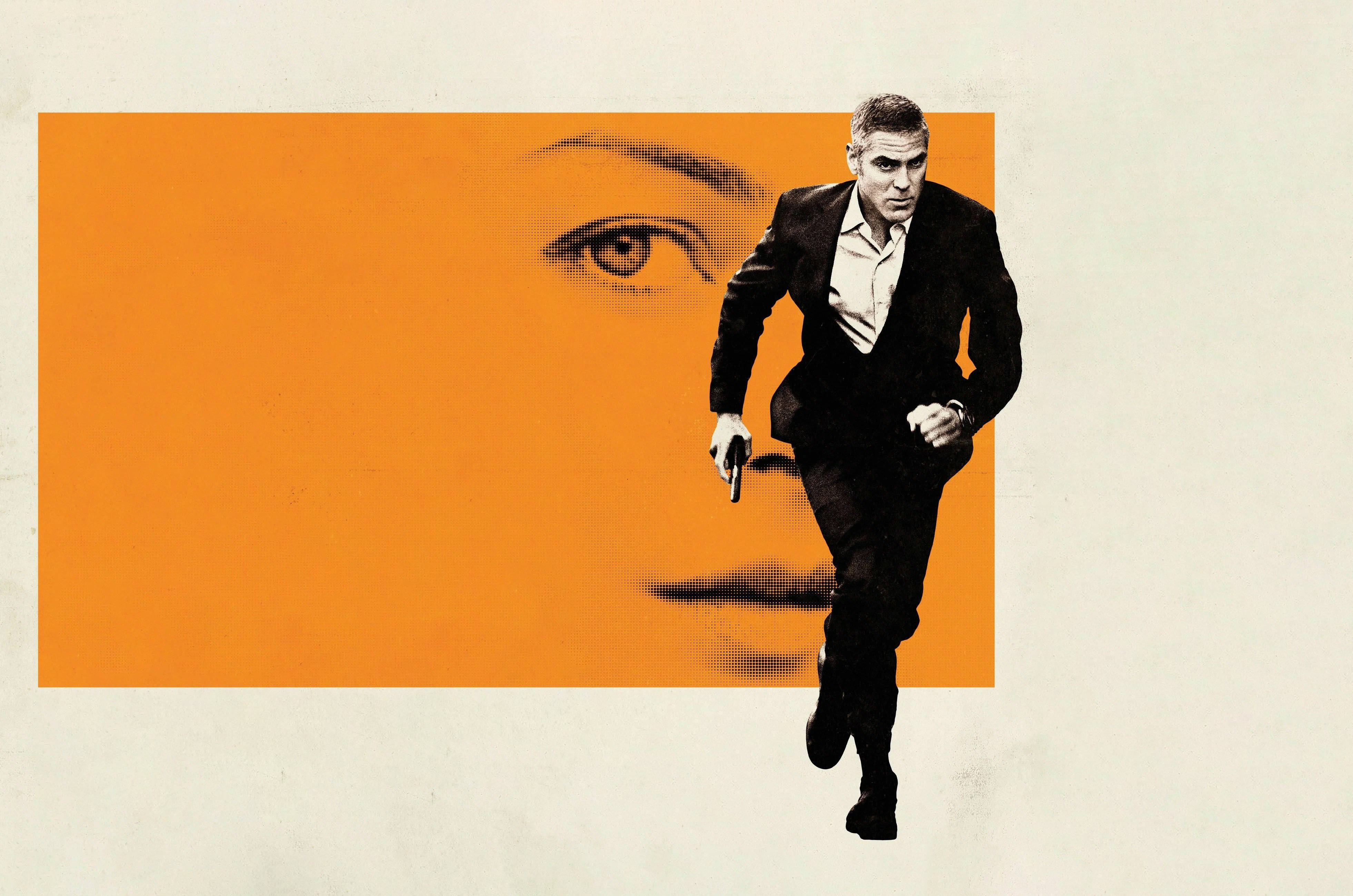 George Clooney, suit, gun, 4K Desktop Wallpaper