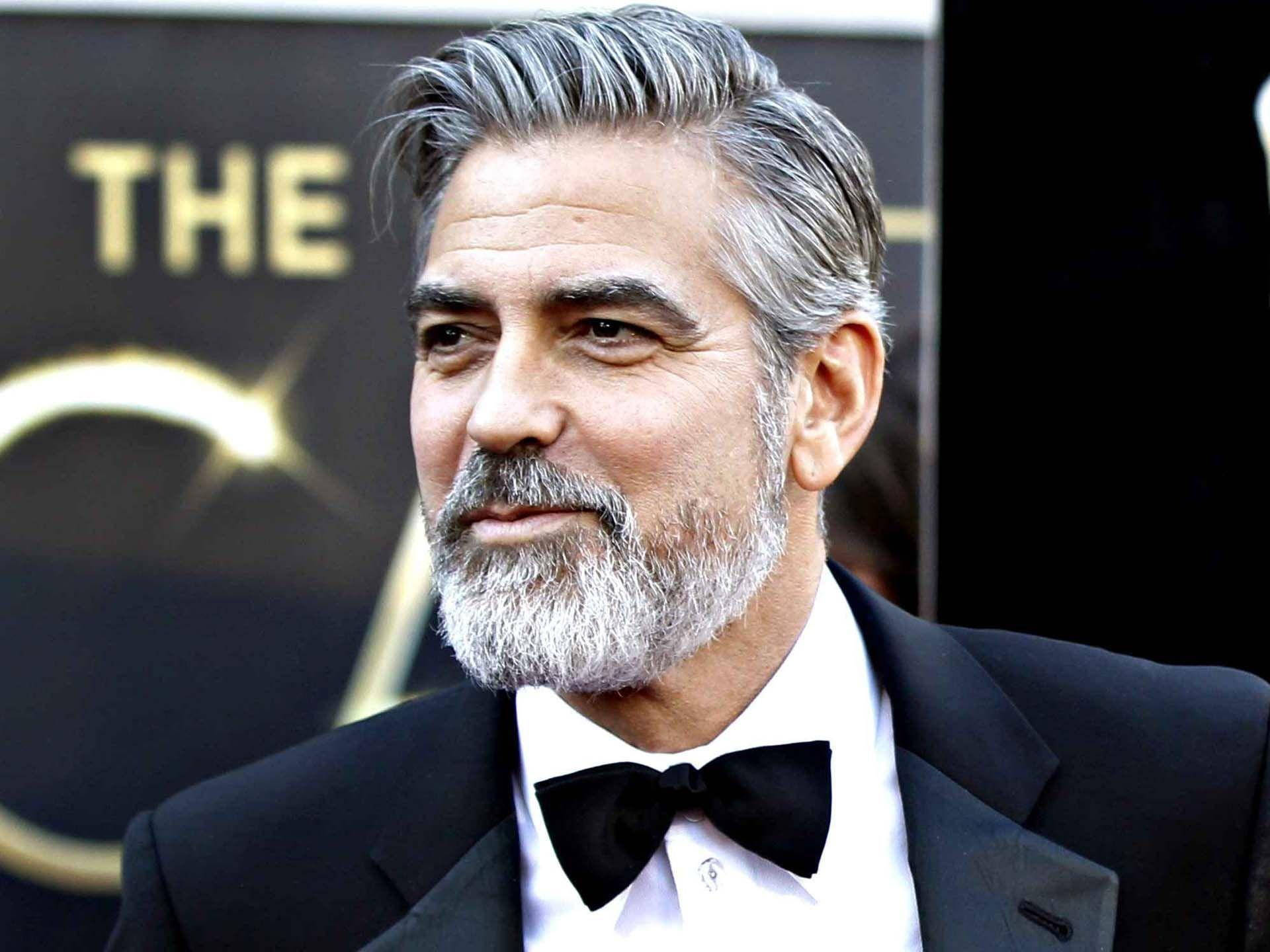 George Clooney, black tuxedo, bow tie, Full HD Desktop Wallpaper