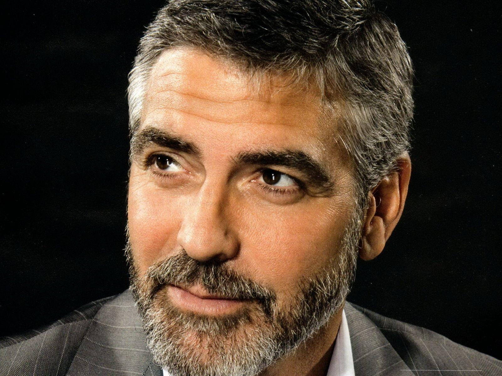 George Clooney, gray hair, beard, HD Desktop Wallpaper