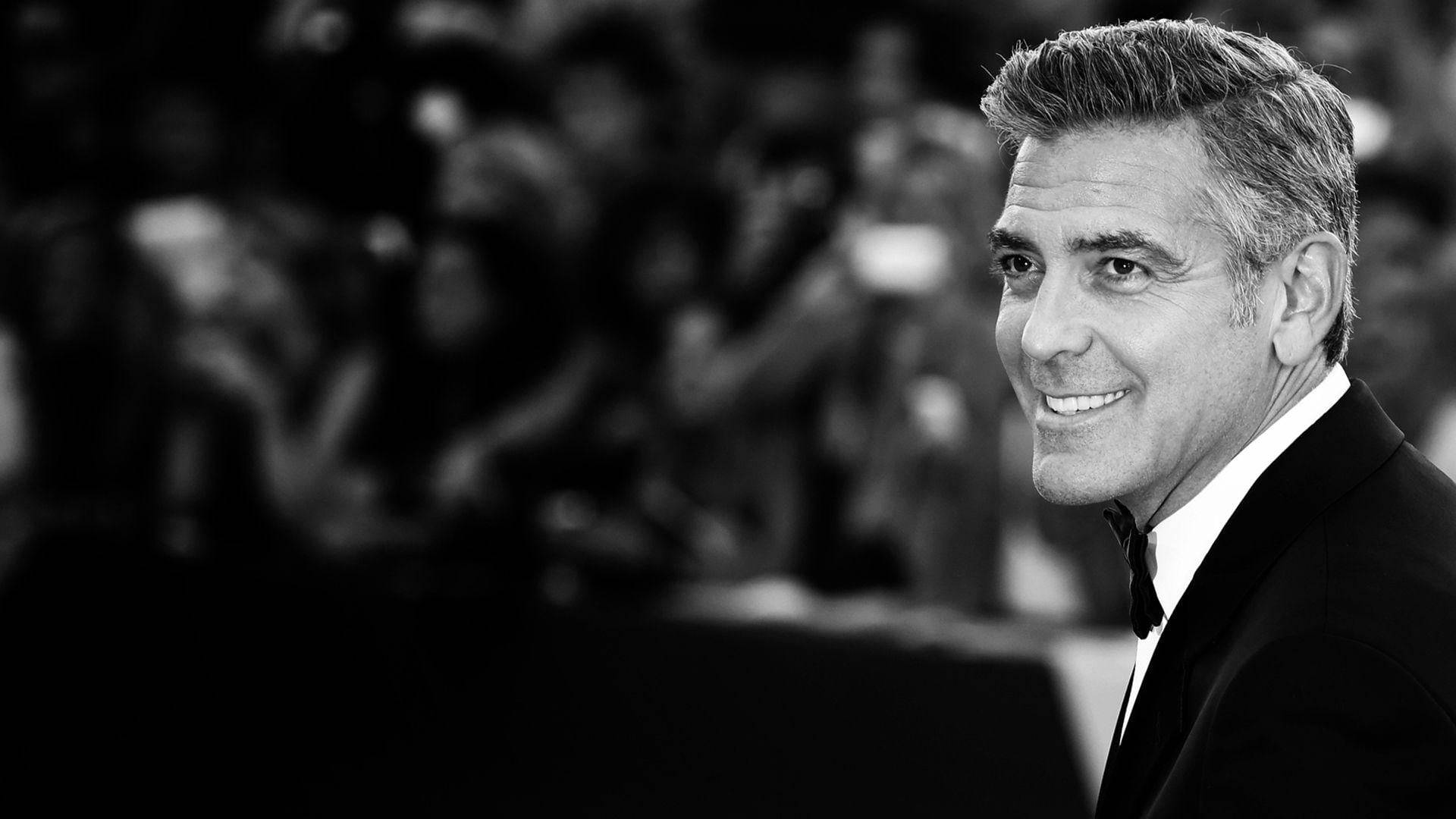 George Clooney, black tuxedo, blurred crowd, Full HD Desktop Wallpaper
