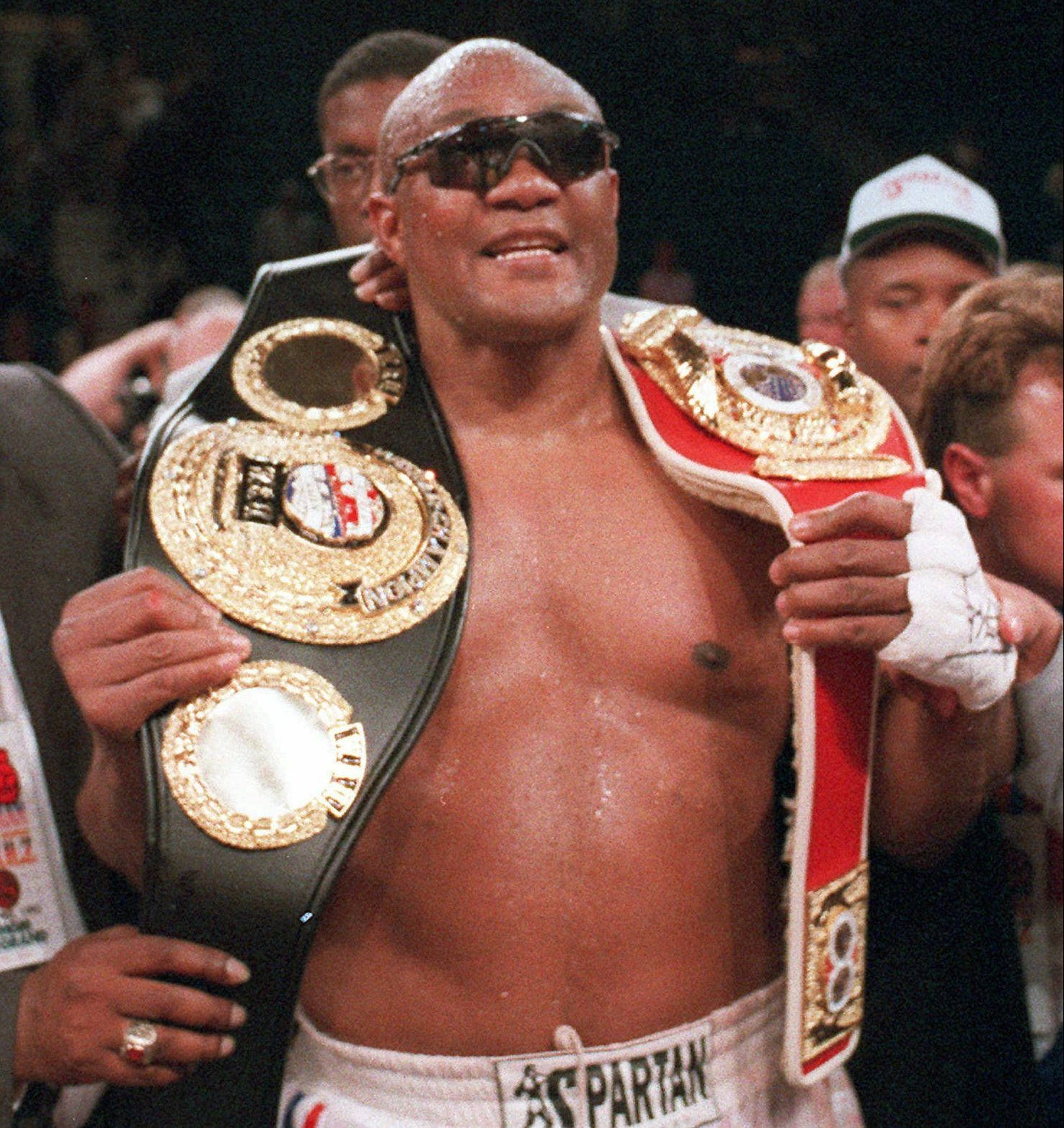 George Foreman, championship belts, sunglasses, HD Phone Wallpaper