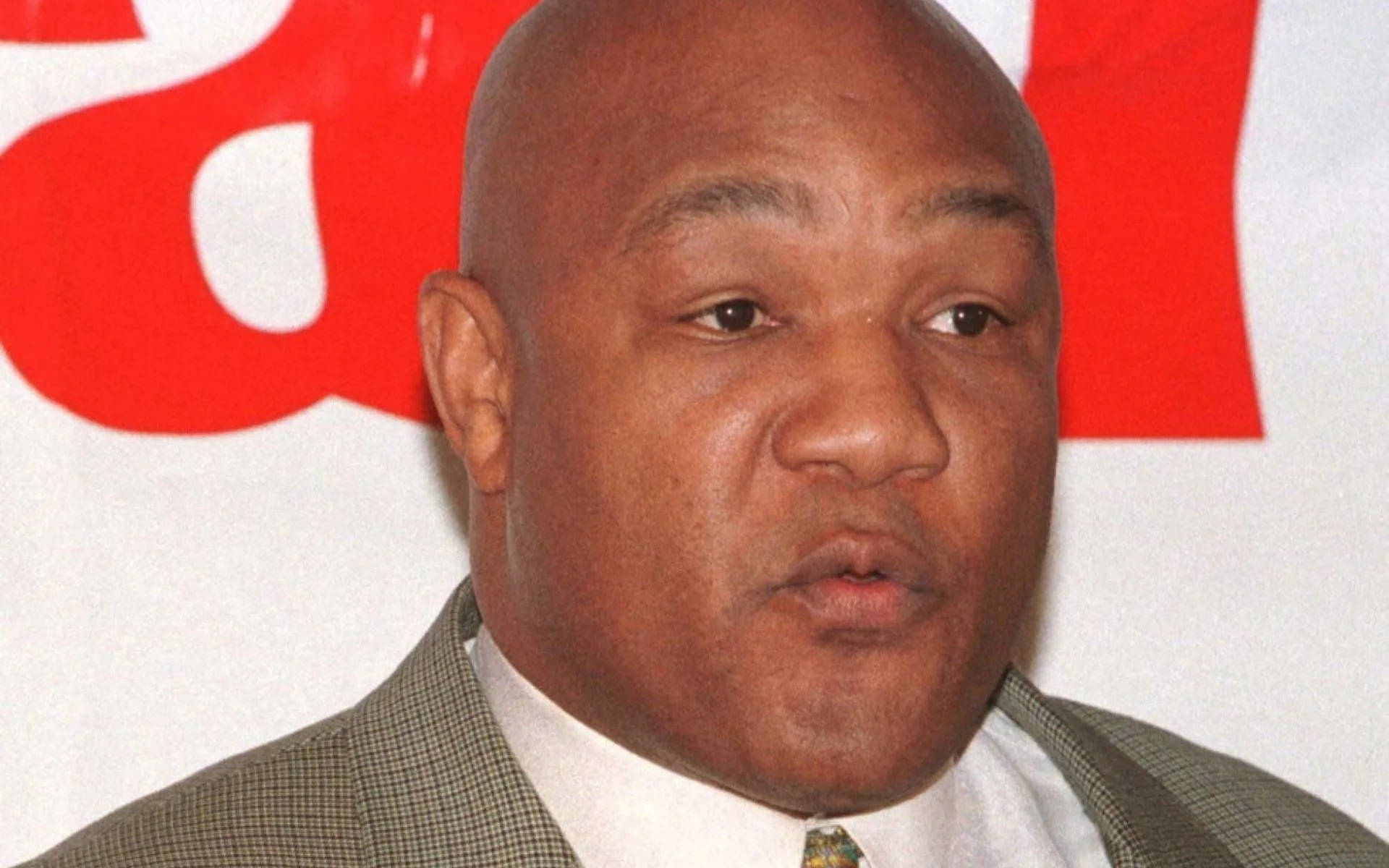 George Foreman, bald Black man, checkered suit and tie, Full HD Desktop Wallpaper