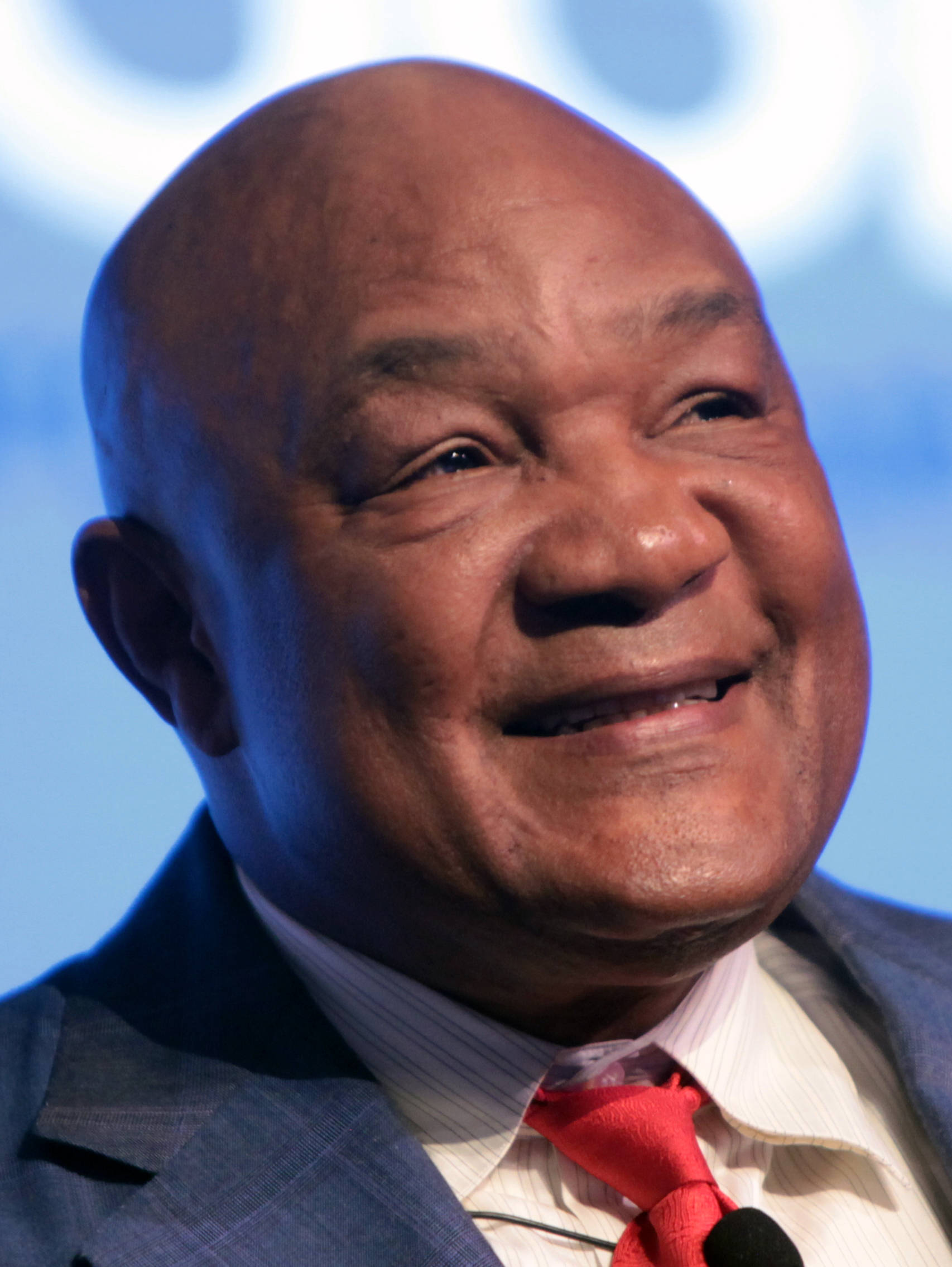 George Foreman, bald man, suit, Full HD Phone Wallpaper