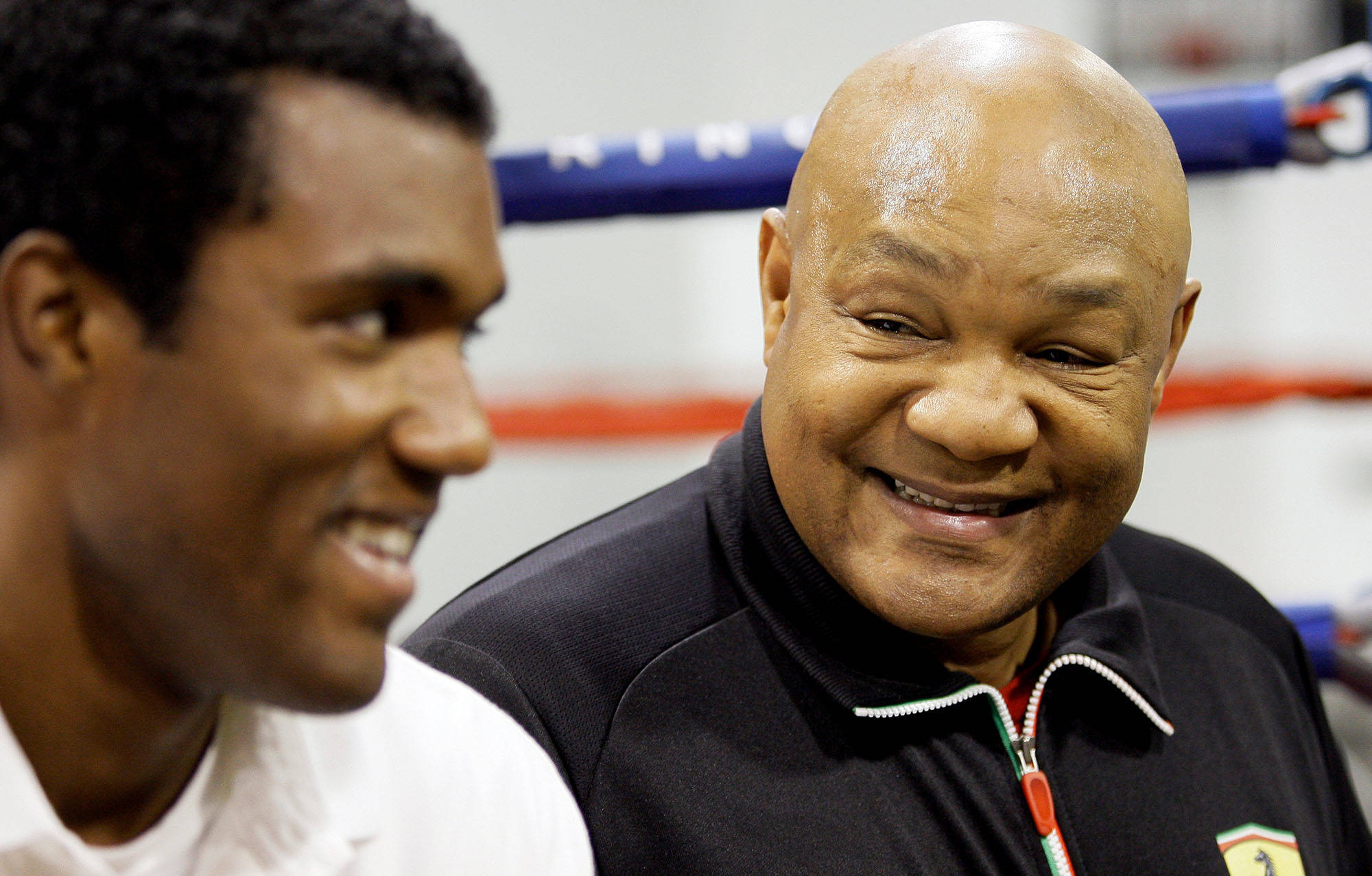 George Foreman, boxing ring, red ropes, Full HD Desktop Wallpaper