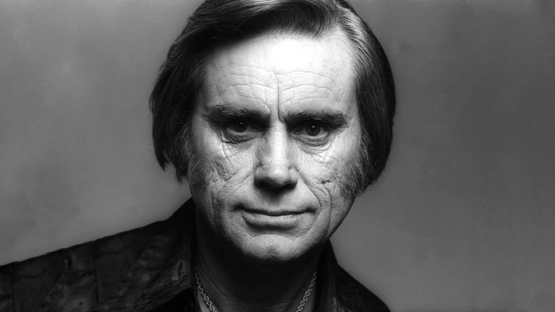 George Jones, 1950s, black and white portrait, Full HD Desktop Wallpaper