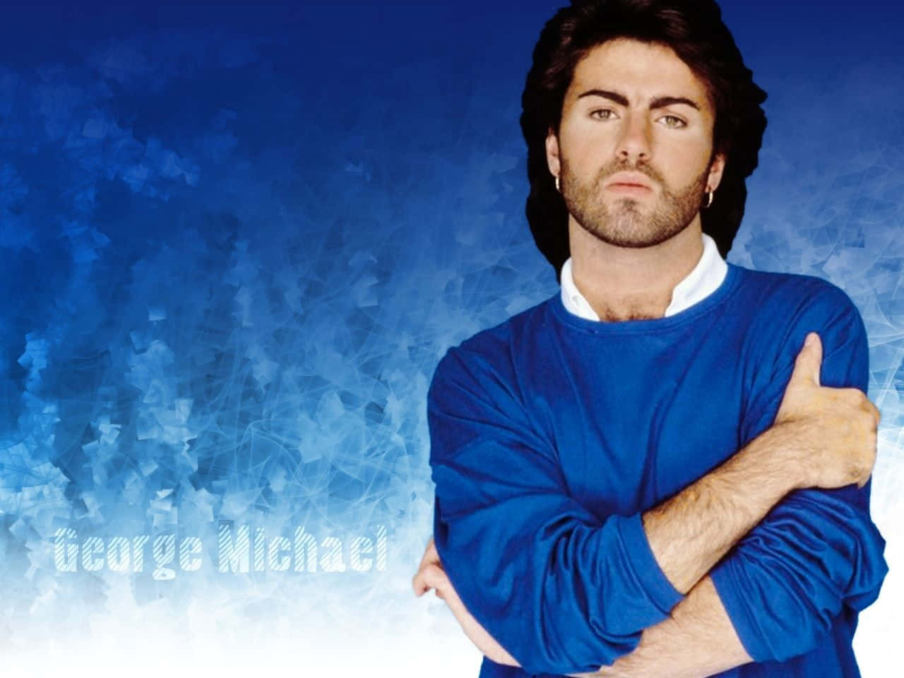 George Michael, textured blue background, white text, HD Desktop Wallpaper