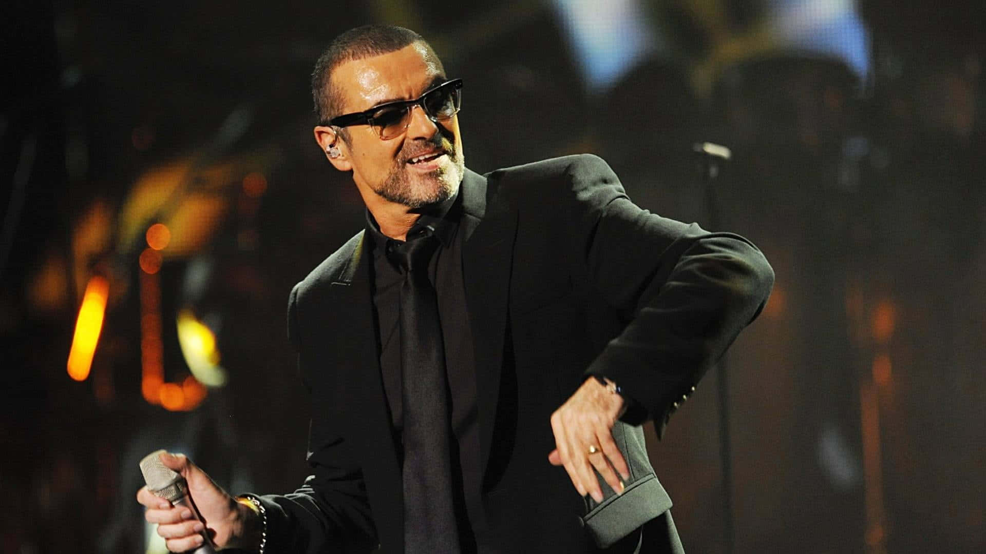 George Michael, black suit, sunglasses, Full HD Desktop Wallpaper