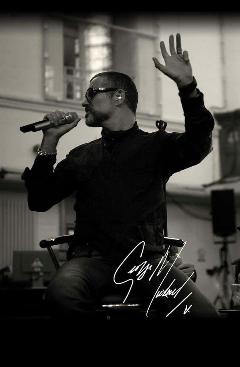George Michael, glasses, mic, SD Phone Wallpaper